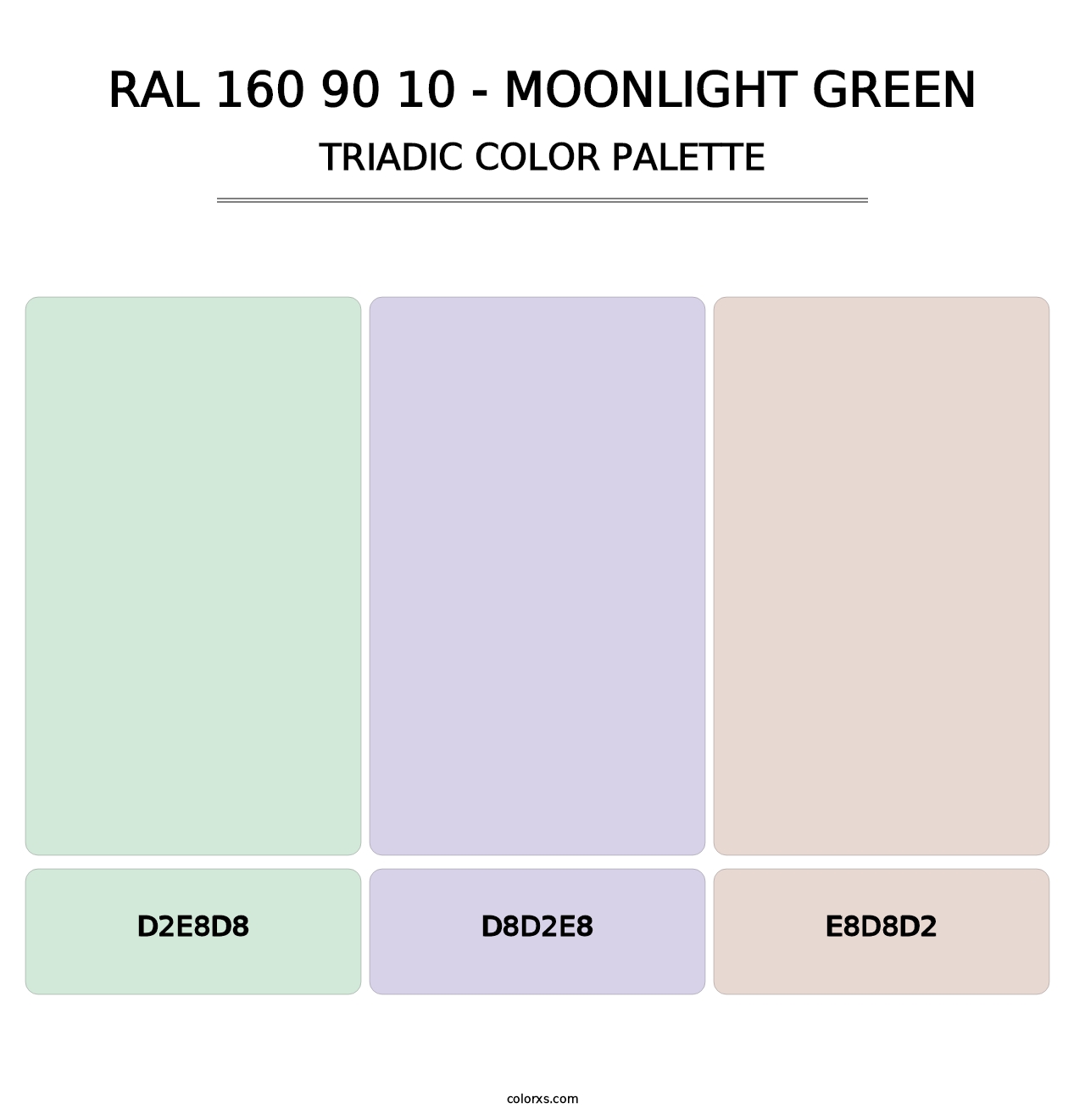 RAL 160 90 10 - Moonlight Green - Triadic Color Palette