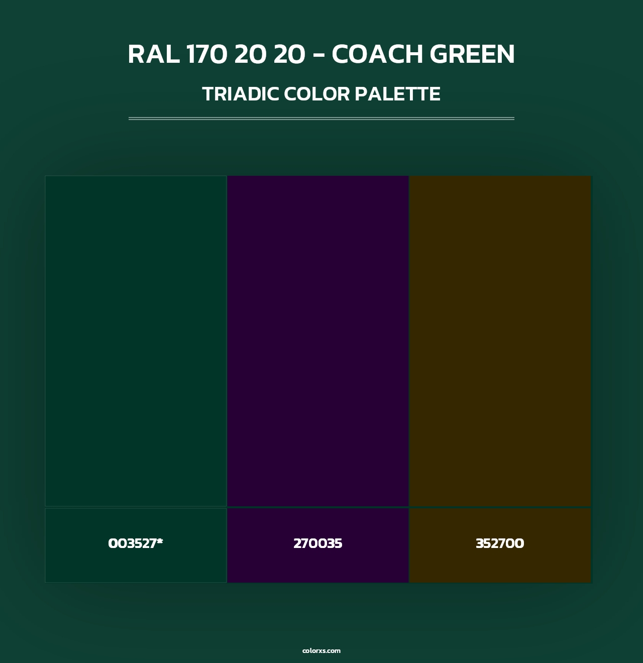 RAL 170 20 20 - Coach Green - Triadic Color Palette