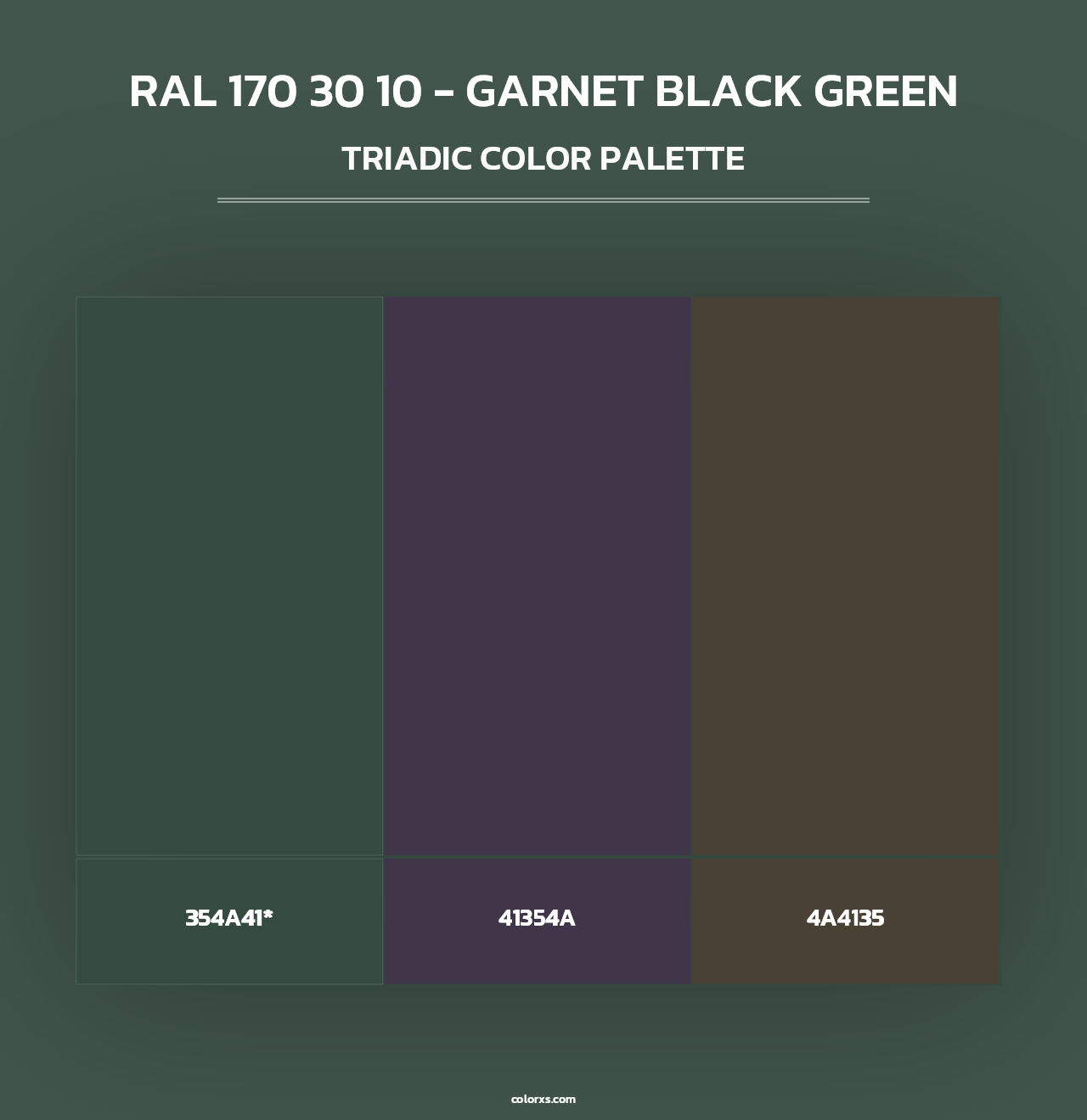 RAL 170 30 10 - Garnet Black Green - Triadic Color Palette