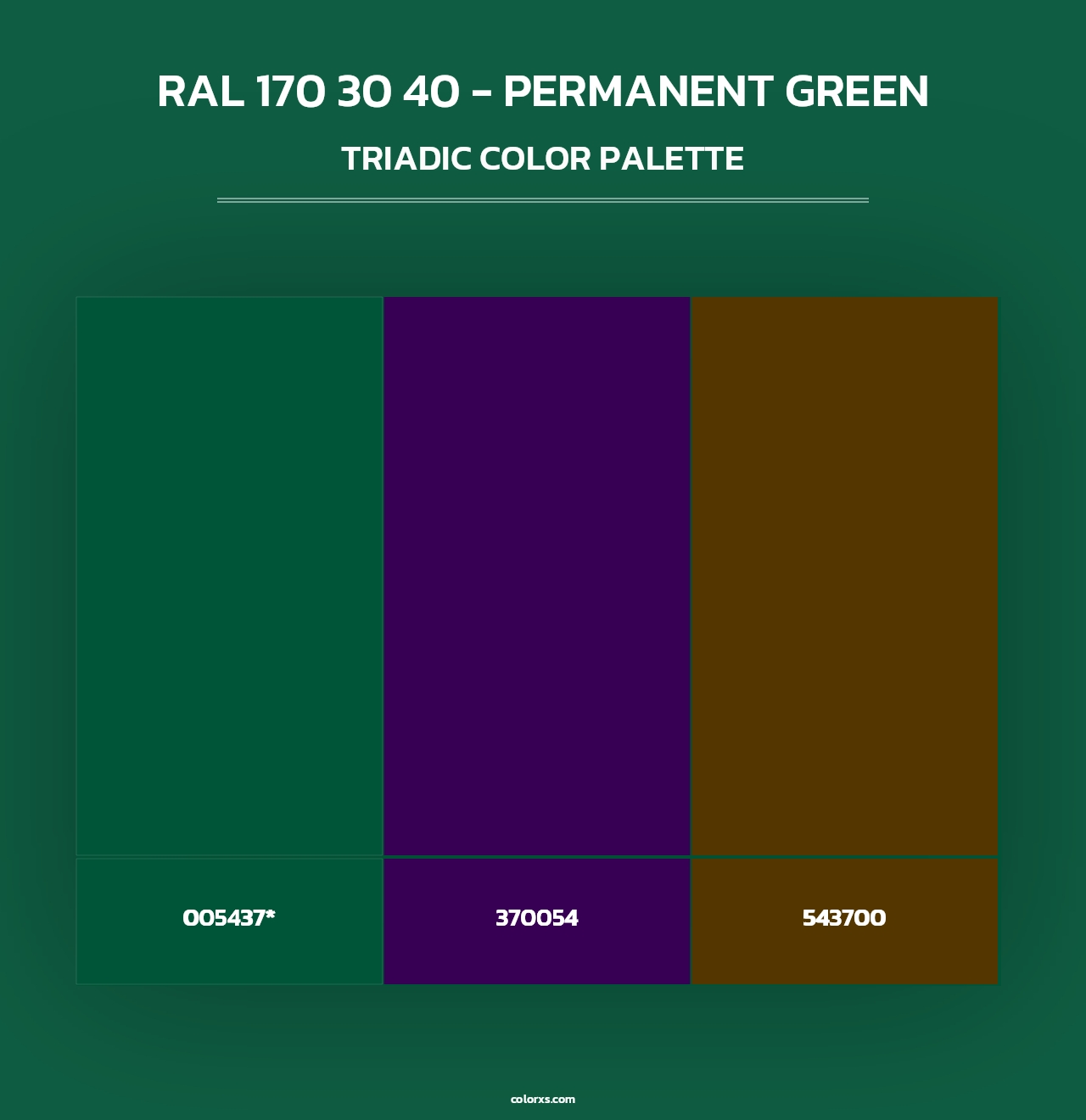 RAL 170 30 40 - Permanent Green - Triadic Color Palette
