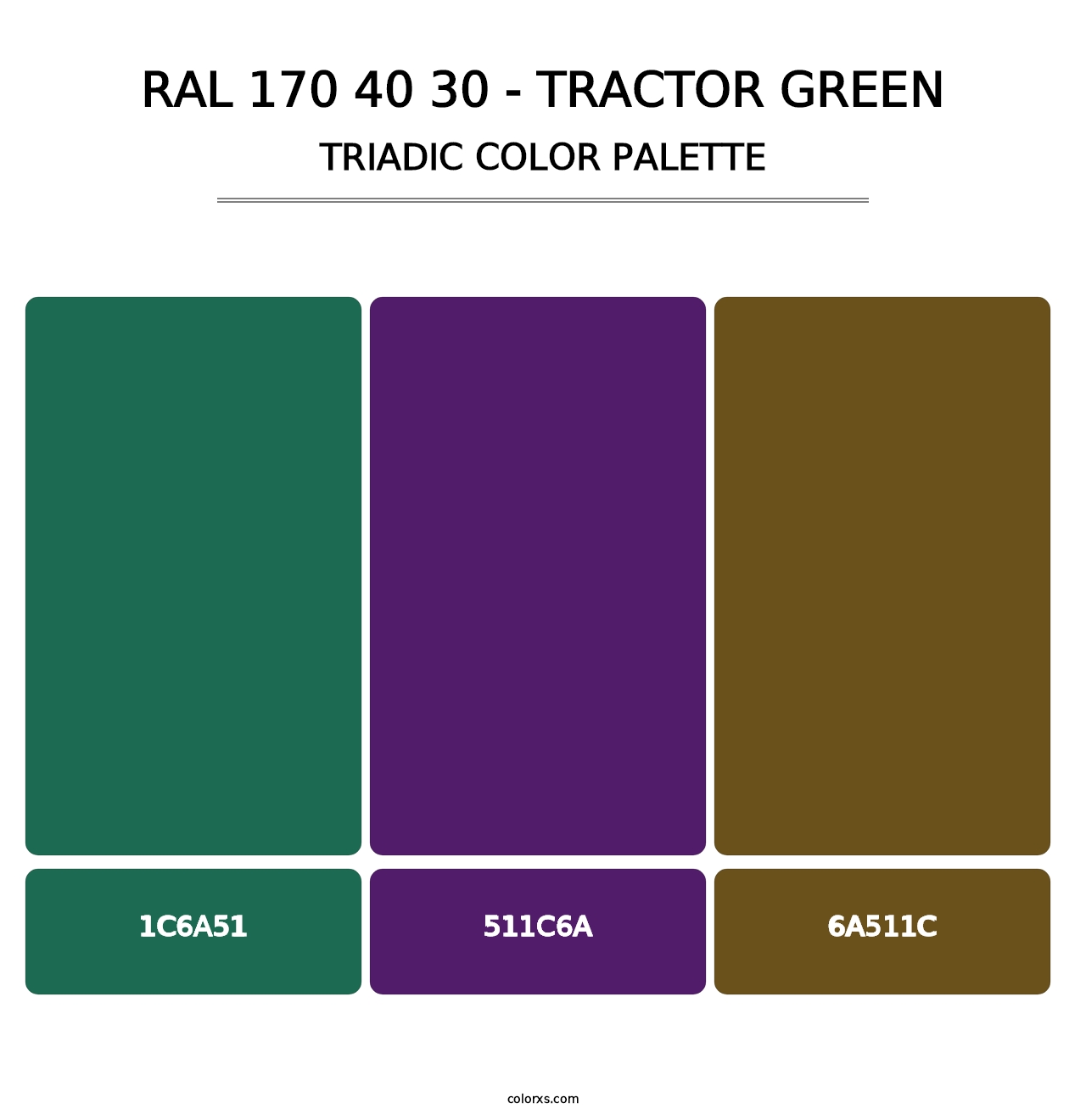 RAL 170 40 30 - Tractor Green - Triadic Color Palette