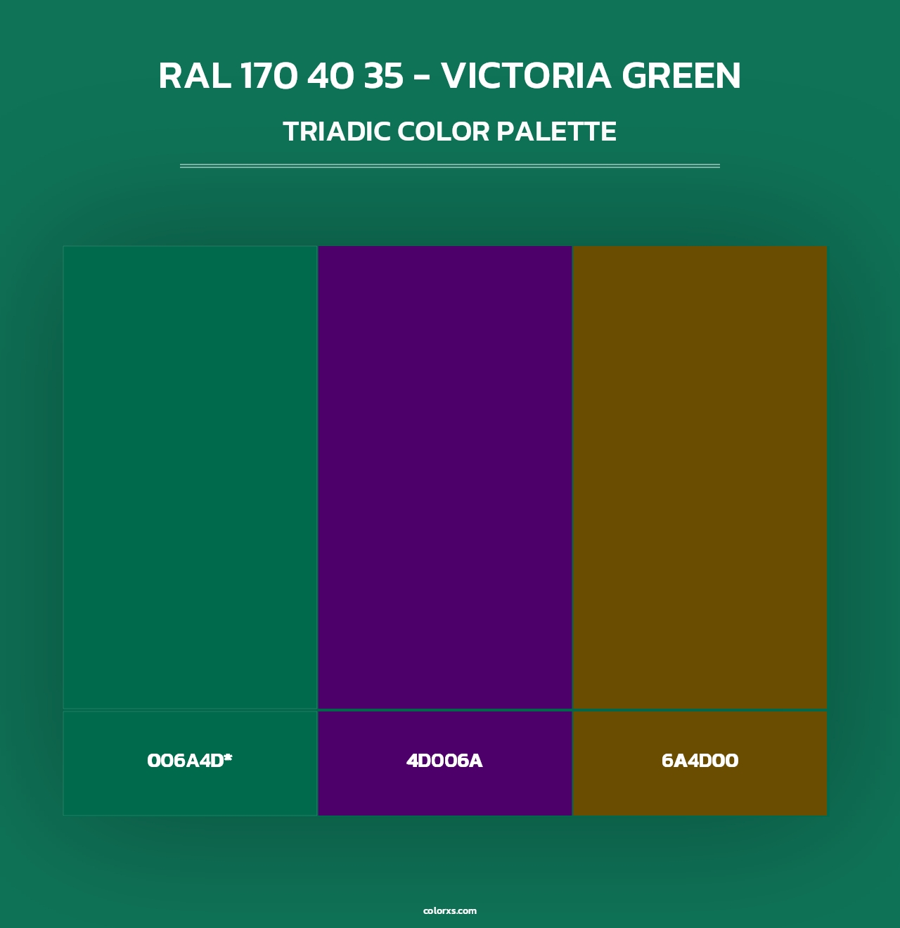 RAL 170 40 35 - Victoria Green - Triadic Color Palette