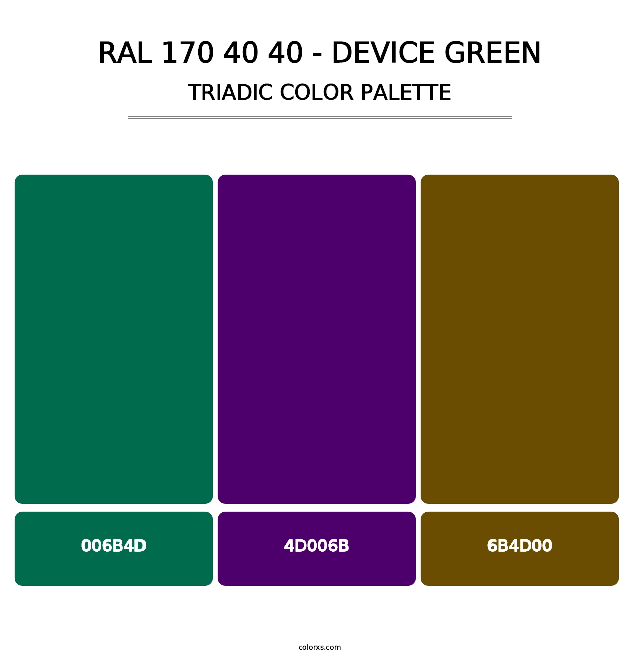 RAL 170 40 40 - Device Green - Triadic Color Palette