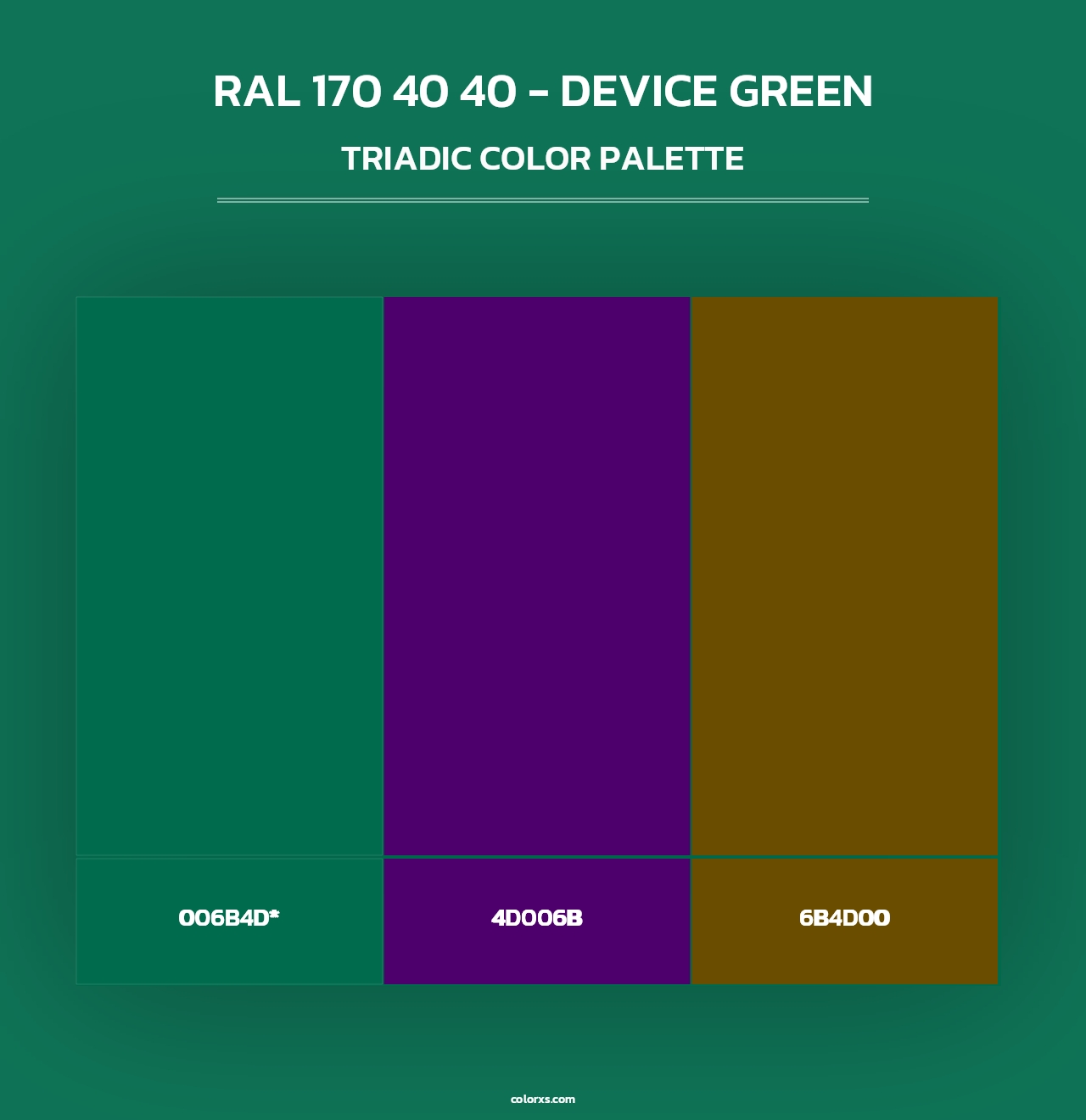 RAL 170 40 40 - Device Green - Triadic Color Palette