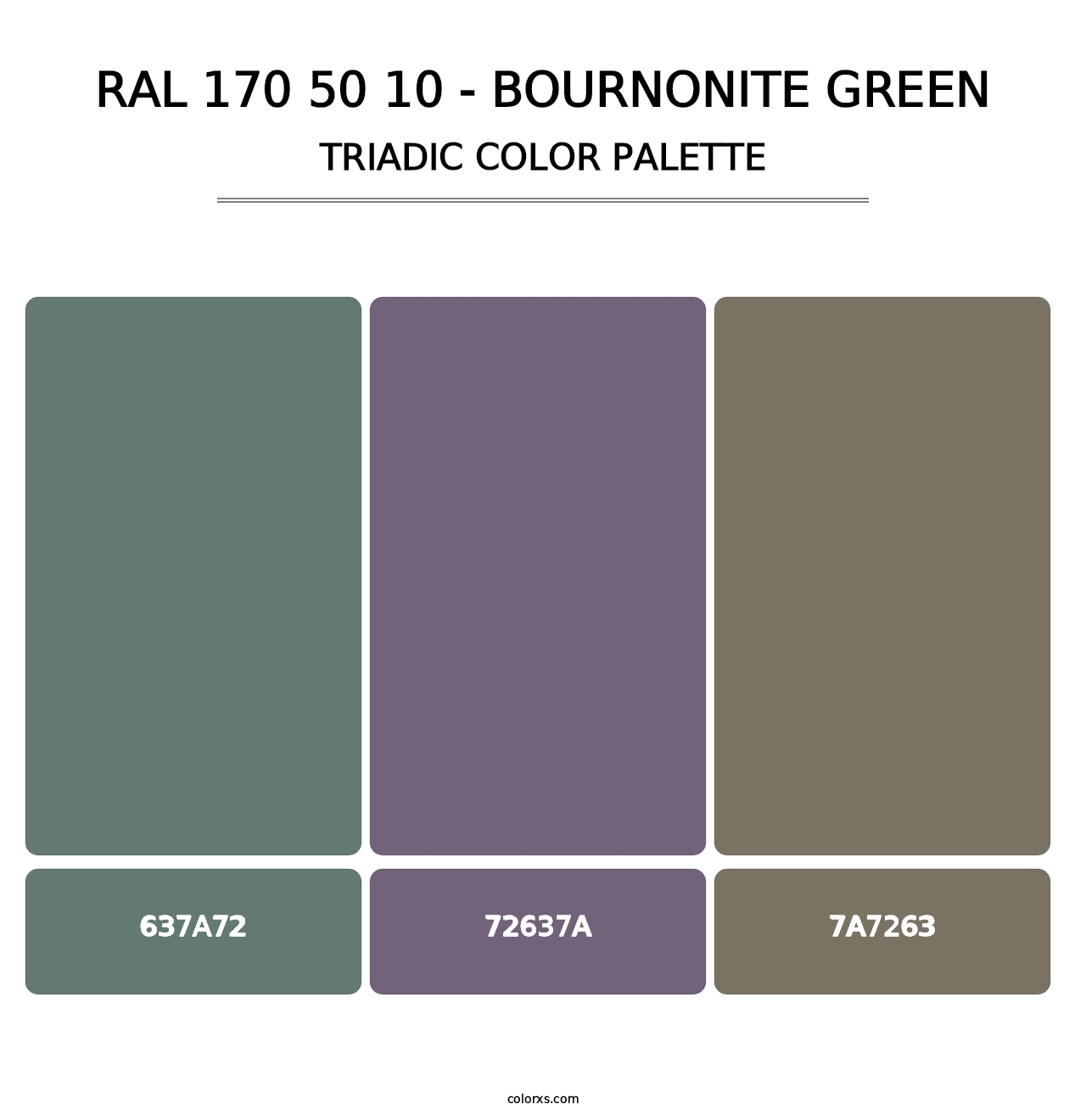 RAL 170 50 10 - Bournonite Green - Triadic Color Palette