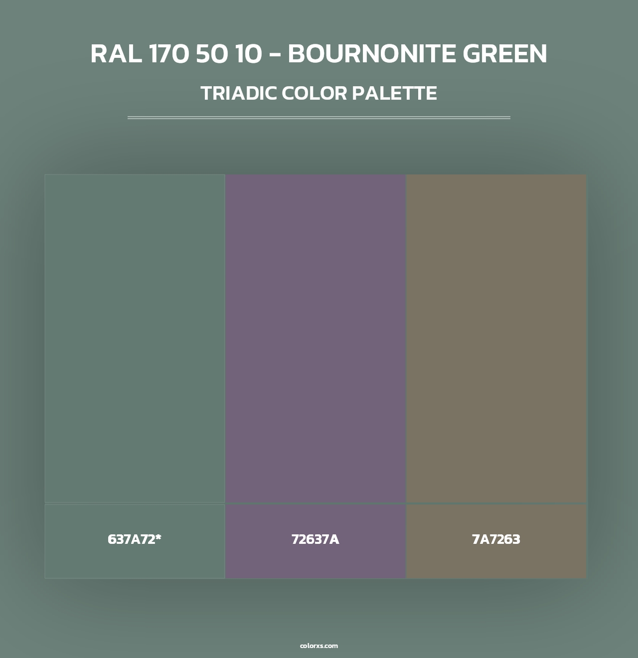 RAL 170 50 10 - Bournonite Green - Triadic Color Palette