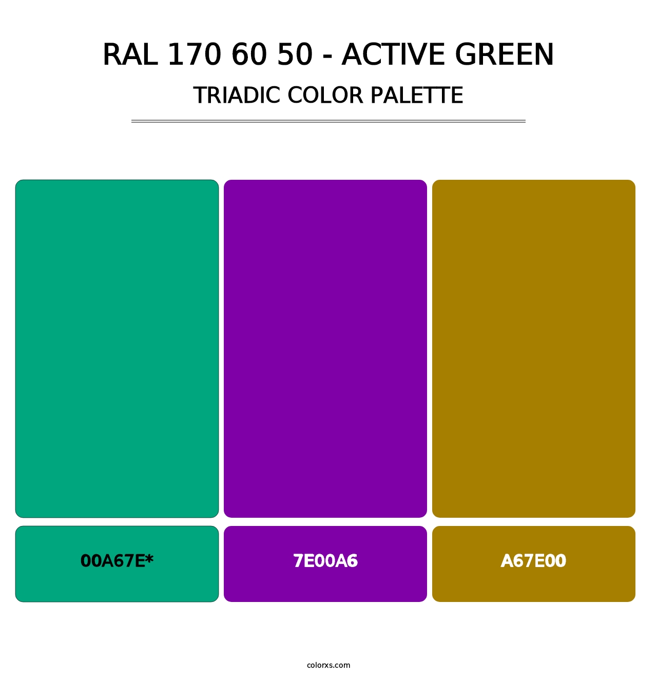 RAL 170 60 50 - Active Green - Triadic Color Palette