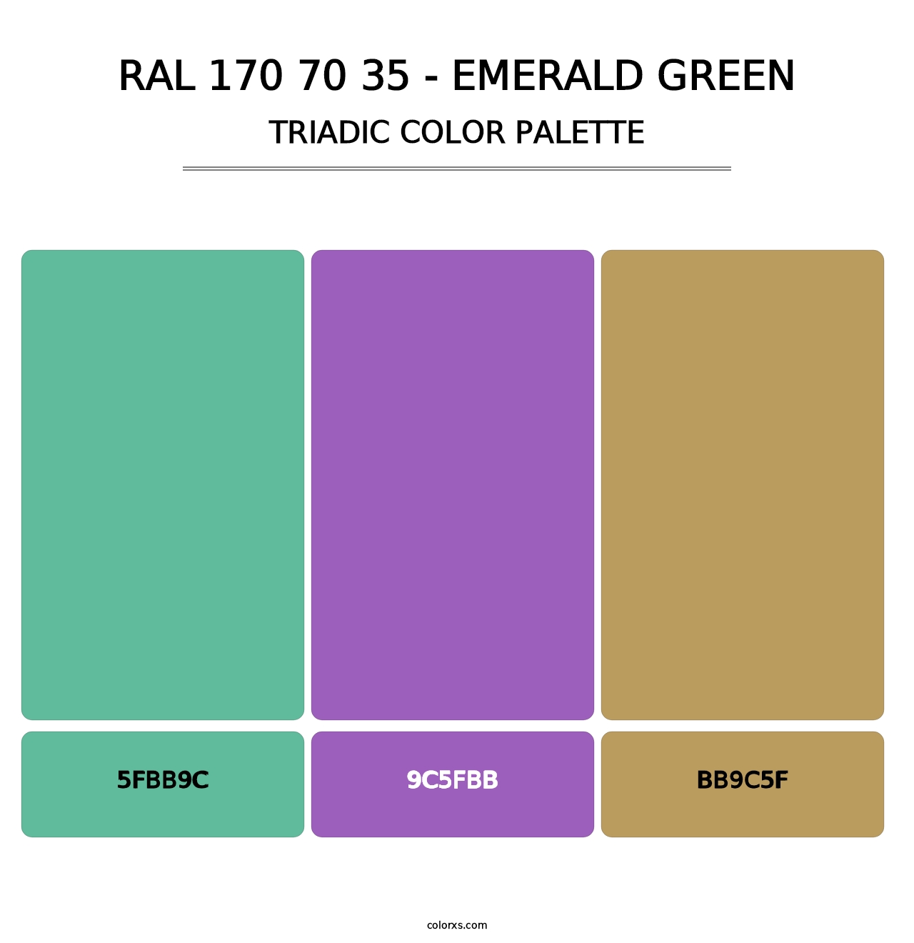 RAL 170 70 35 - Emerald Green - Triadic Color Palette