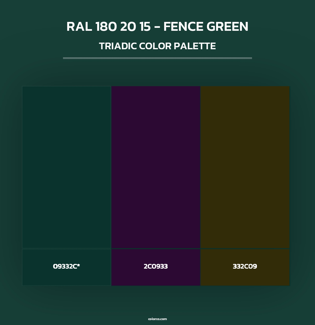 RAL 180 20 15 - Fence Green - Triadic Color Palette