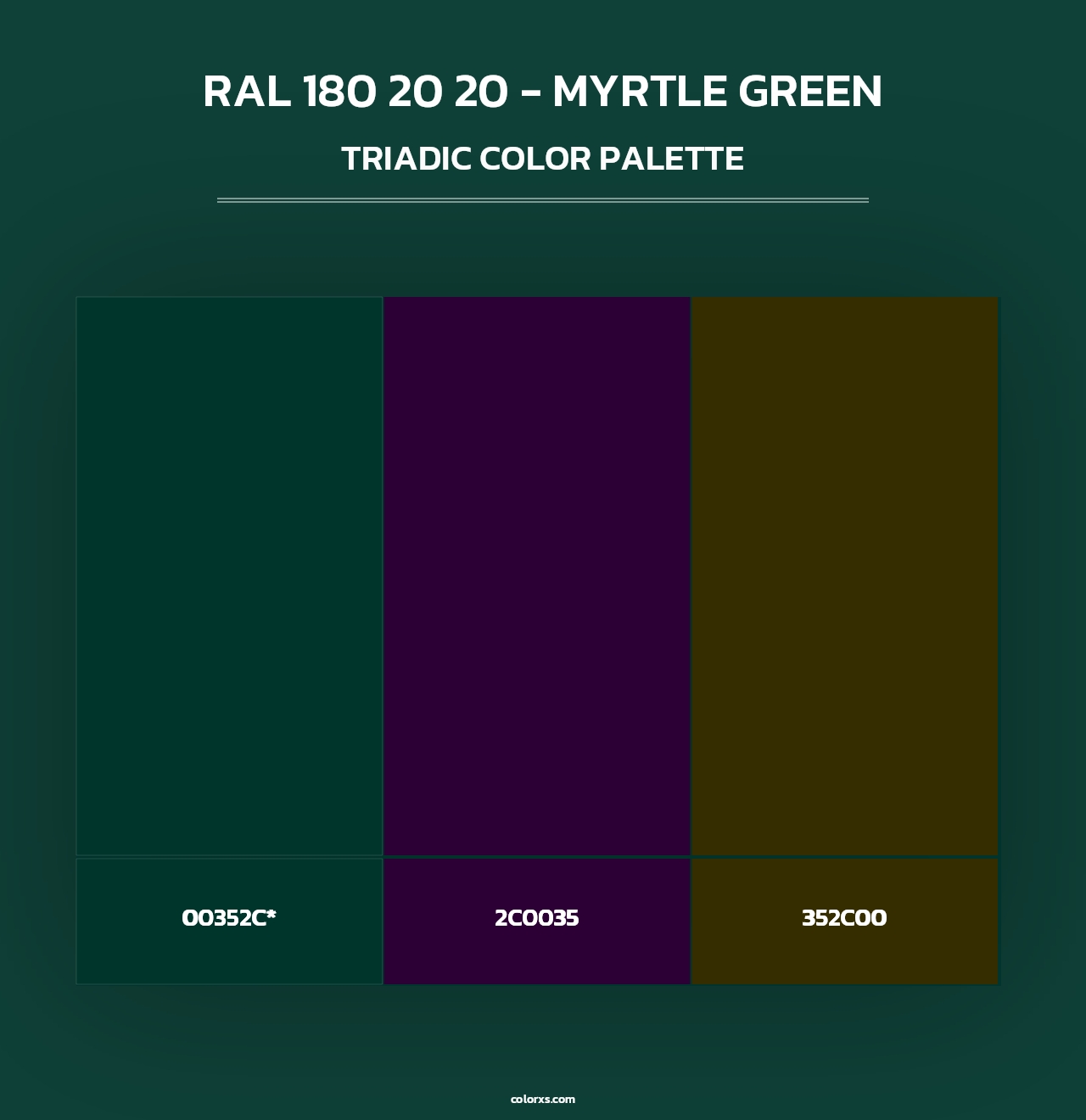 RAL 180 20 20 - Myrtle Green - Triadic Color Palette