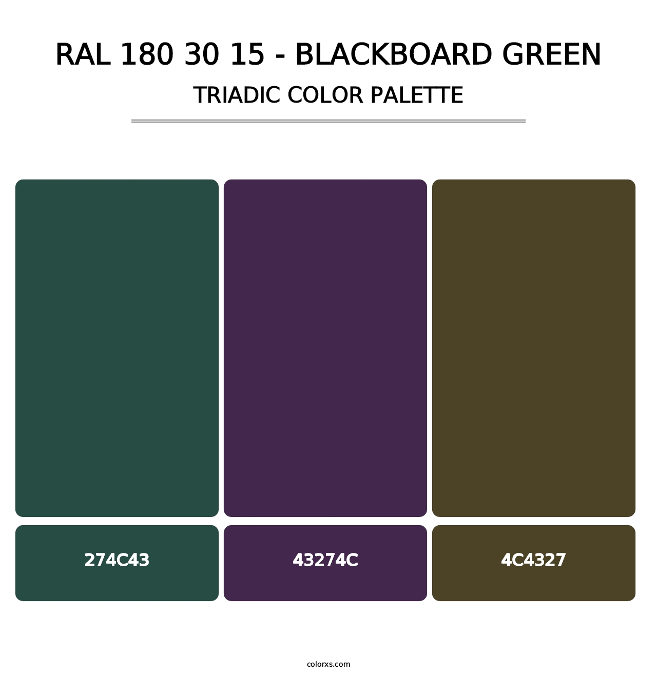 RAL 180 30 15 - Blackboard Green - Triadic Color Palette