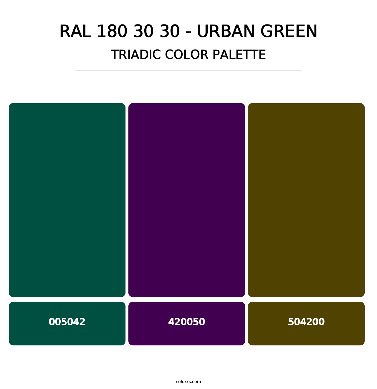 RAL 180 30 30 - Urban Green - Triadic Color Palette