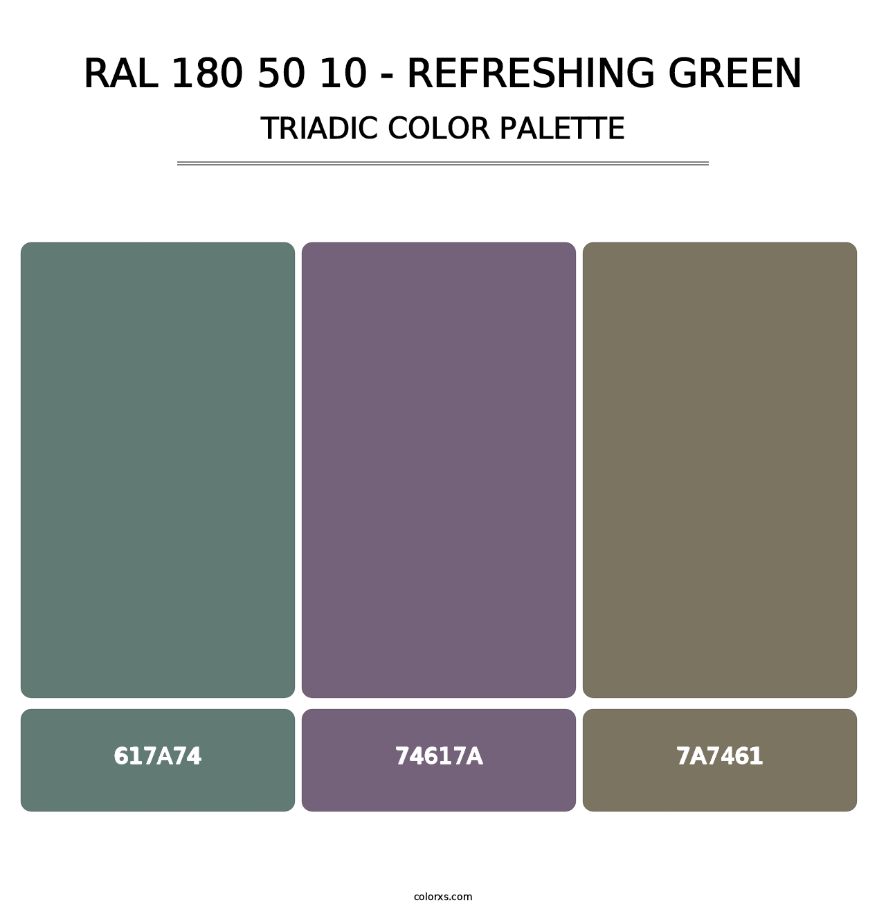 RAL 180 50 10 - Refreshing Green - Triadic Color Palette