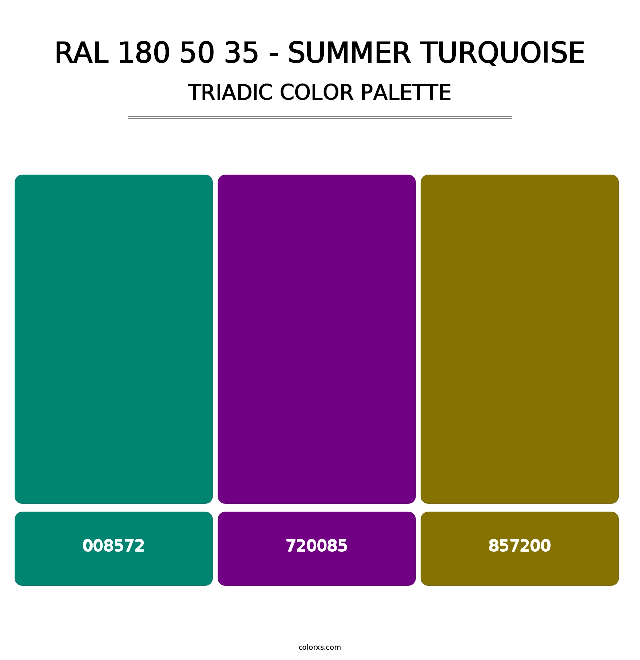 RAL 180 50 35 - Summer Turquoise - Triadic Color Palette