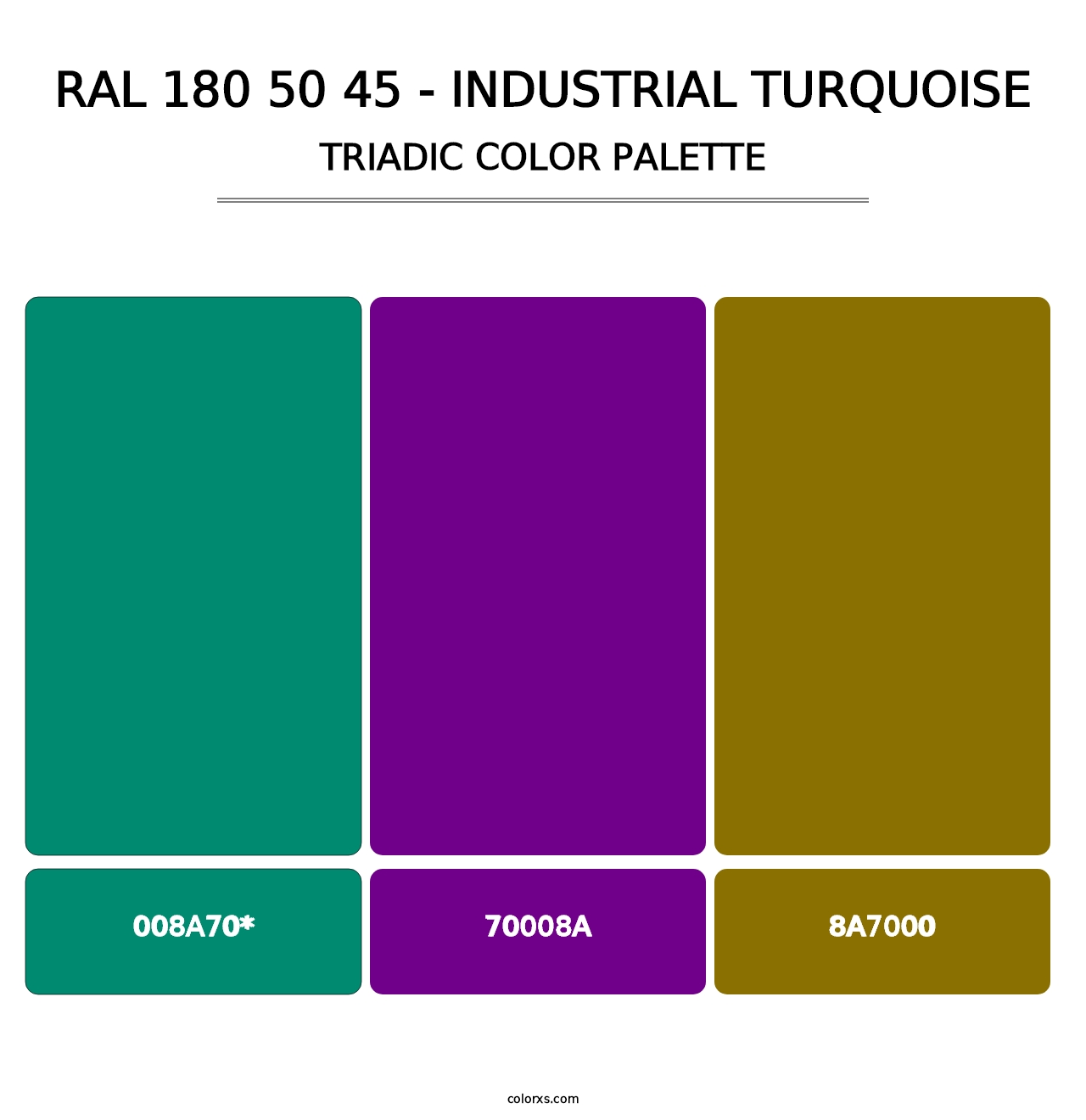 RAL 180 50 45 - Industrial Turquoise - Triadic Color Palette