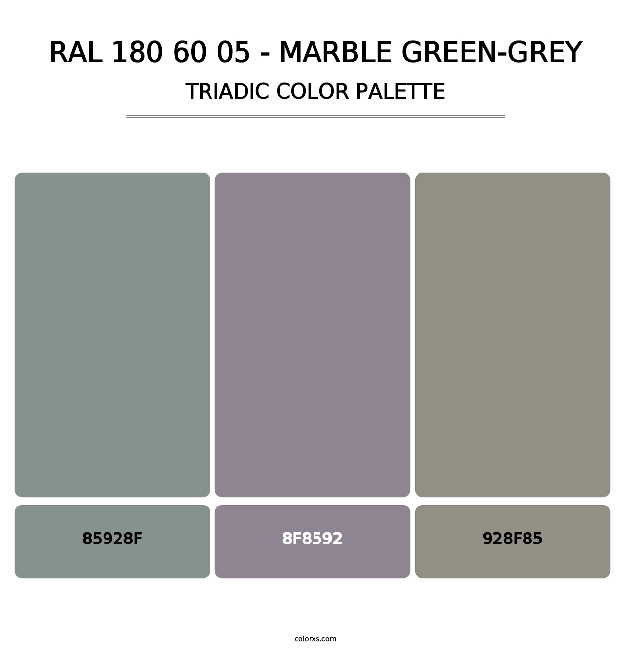 RAL 180 60 05 - Marble Green-Grey - Triadic Color Palette