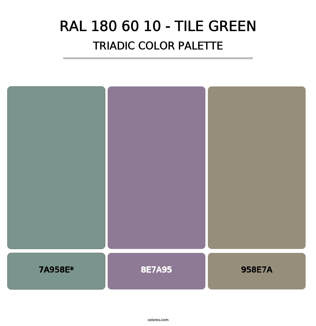 RAL 180 60 10 - Tile Green - Triadic Color Palette