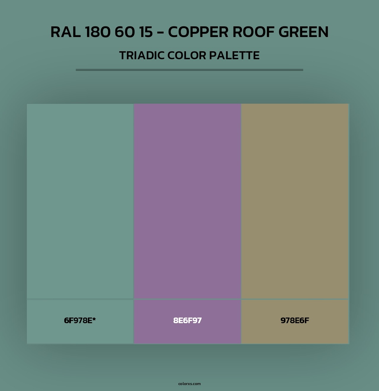 RAL 180 60 15 - Copper Roof Green - Triadic Color Palette