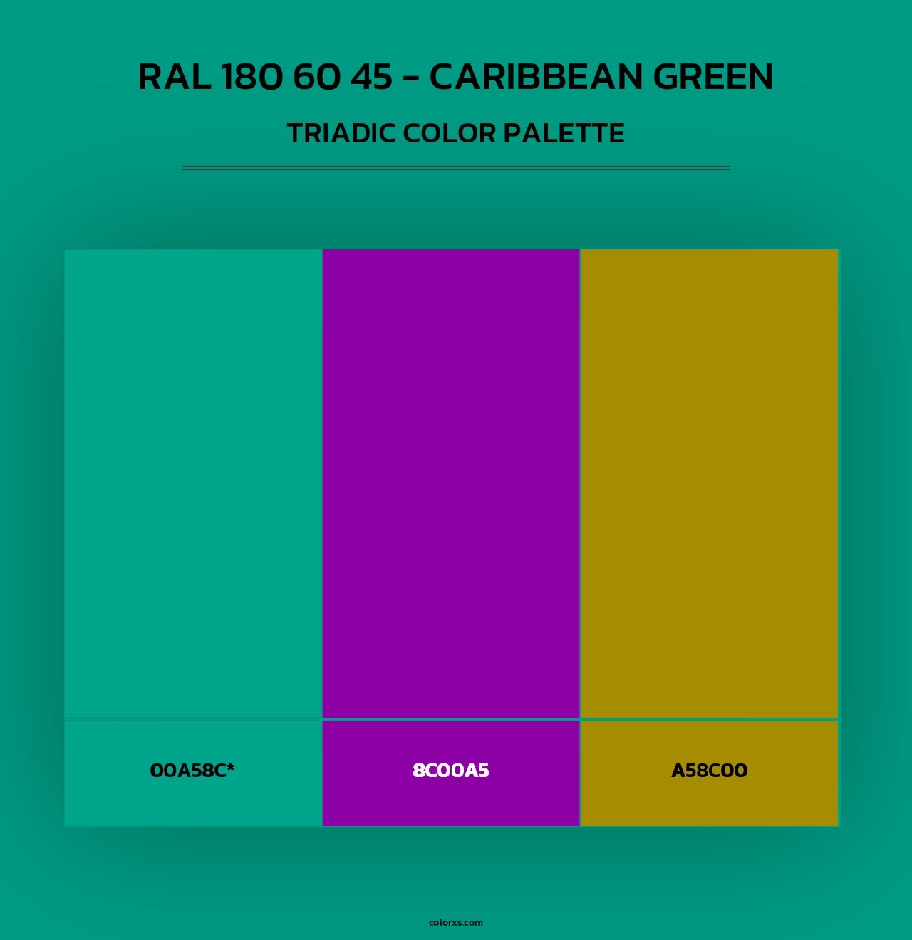 RAL 180 60 45 - Caribbean Green - Triadic Color Palette