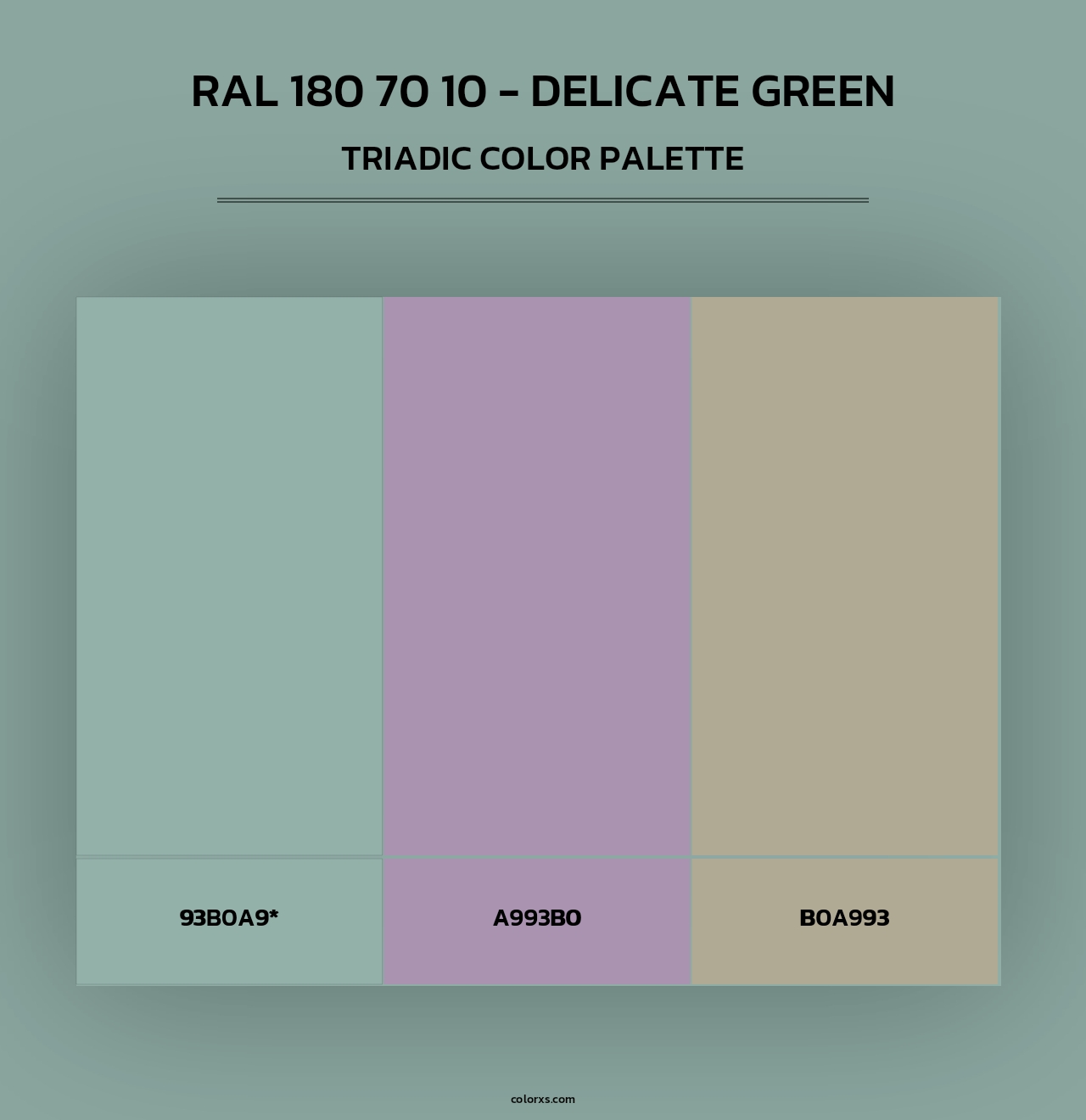RAL 180 70 10 - Delicate Green - Triadic Color Palette