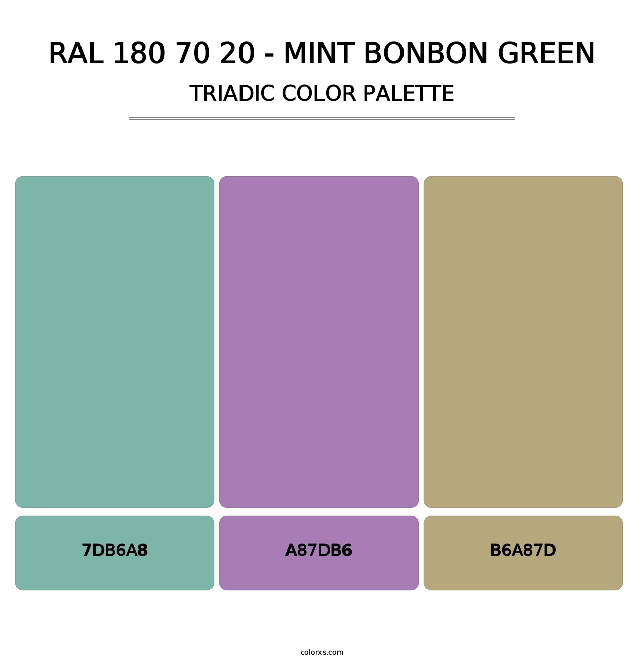 RAL 180 70 20 - Mint Bonbon Green - Triadic Color Palette