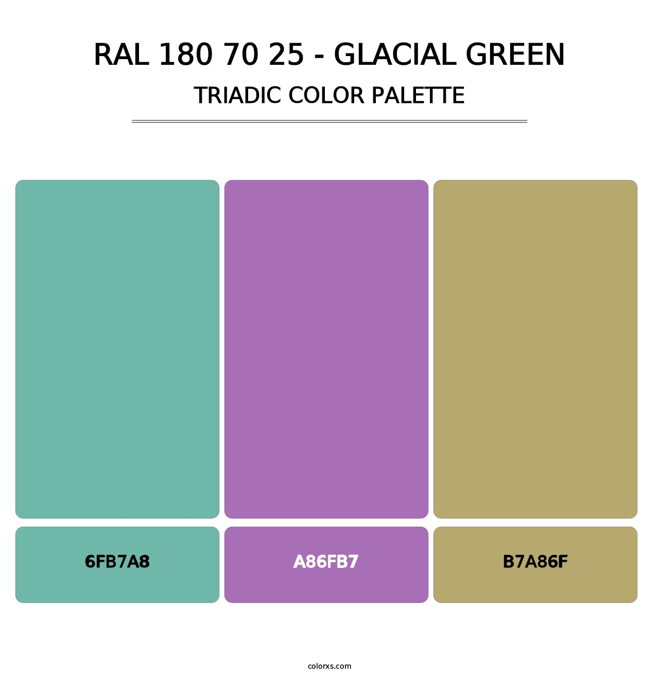 RAL 180 70 25 - Glacial Green - Triadic Color Palette