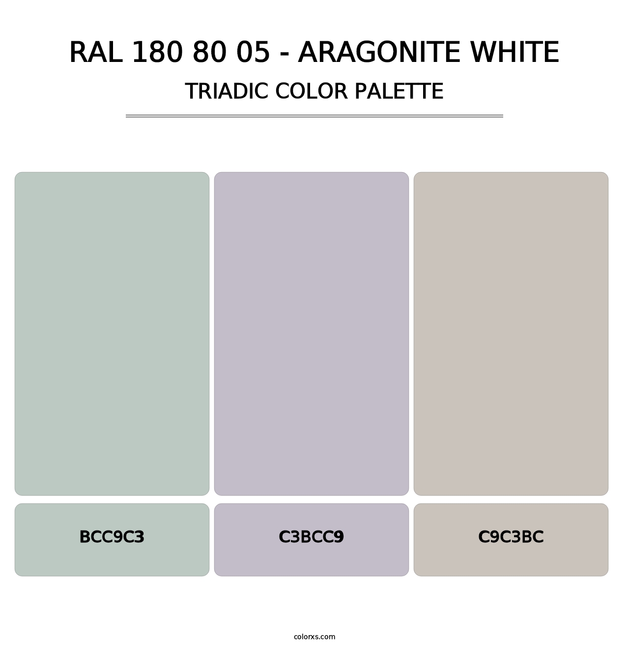 RAL 180 80 05 - Aragonite White - Triadic Color Palette