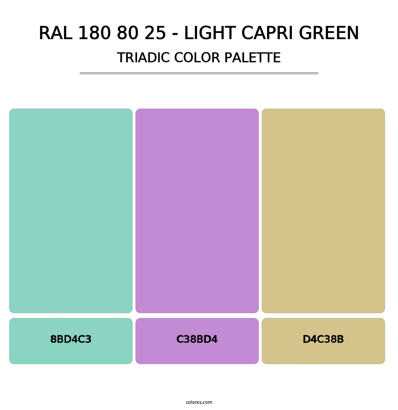 RAL 180 80 25 - Light Capri Green - Triadic Color Palette
