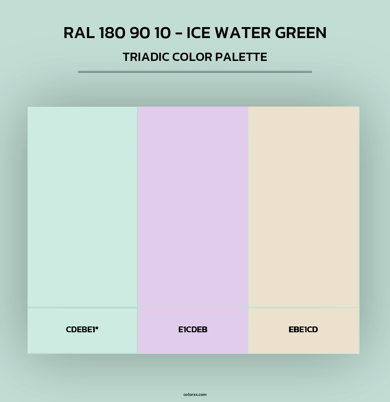 RAL 180 90 10 - Ice Water Green - Triadic Color Palette