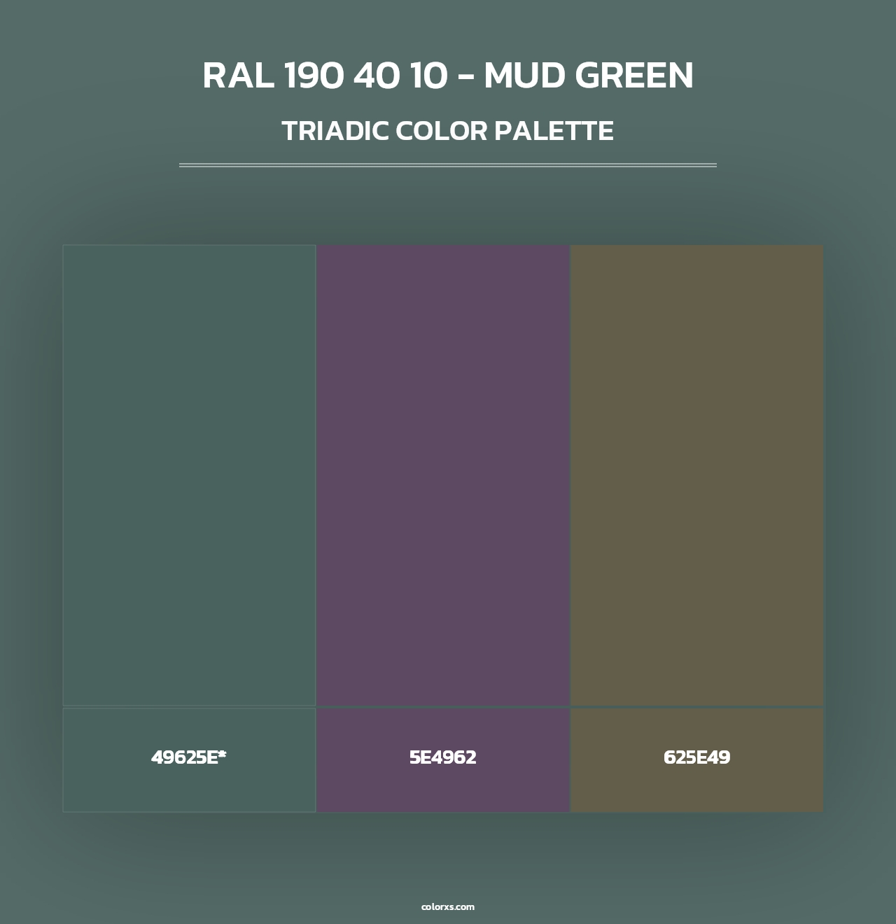 RAL 190 40 10 - Mud Green - Triadic Color Palette
