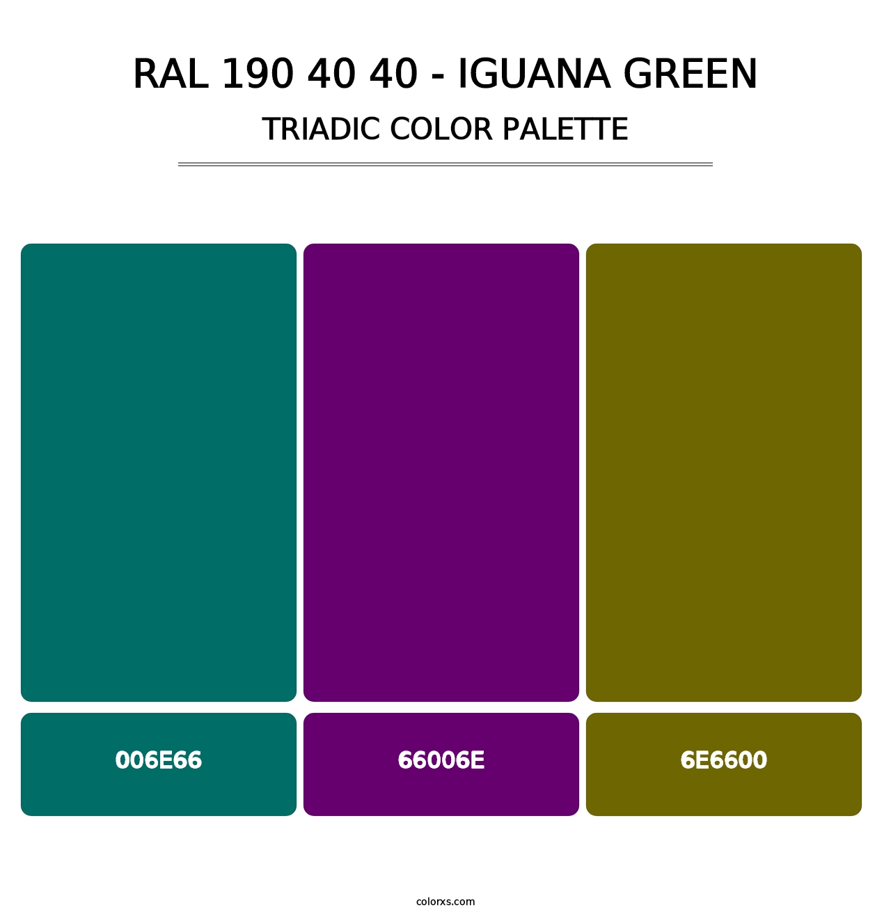 RAL 190 40 40 - Iguana Green - Triadic Color Palette