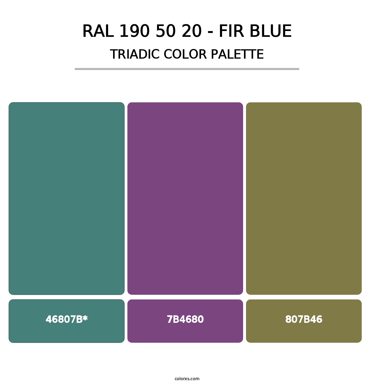 RAL 190 50 20 - Fir Blue - Triadic Color Palette