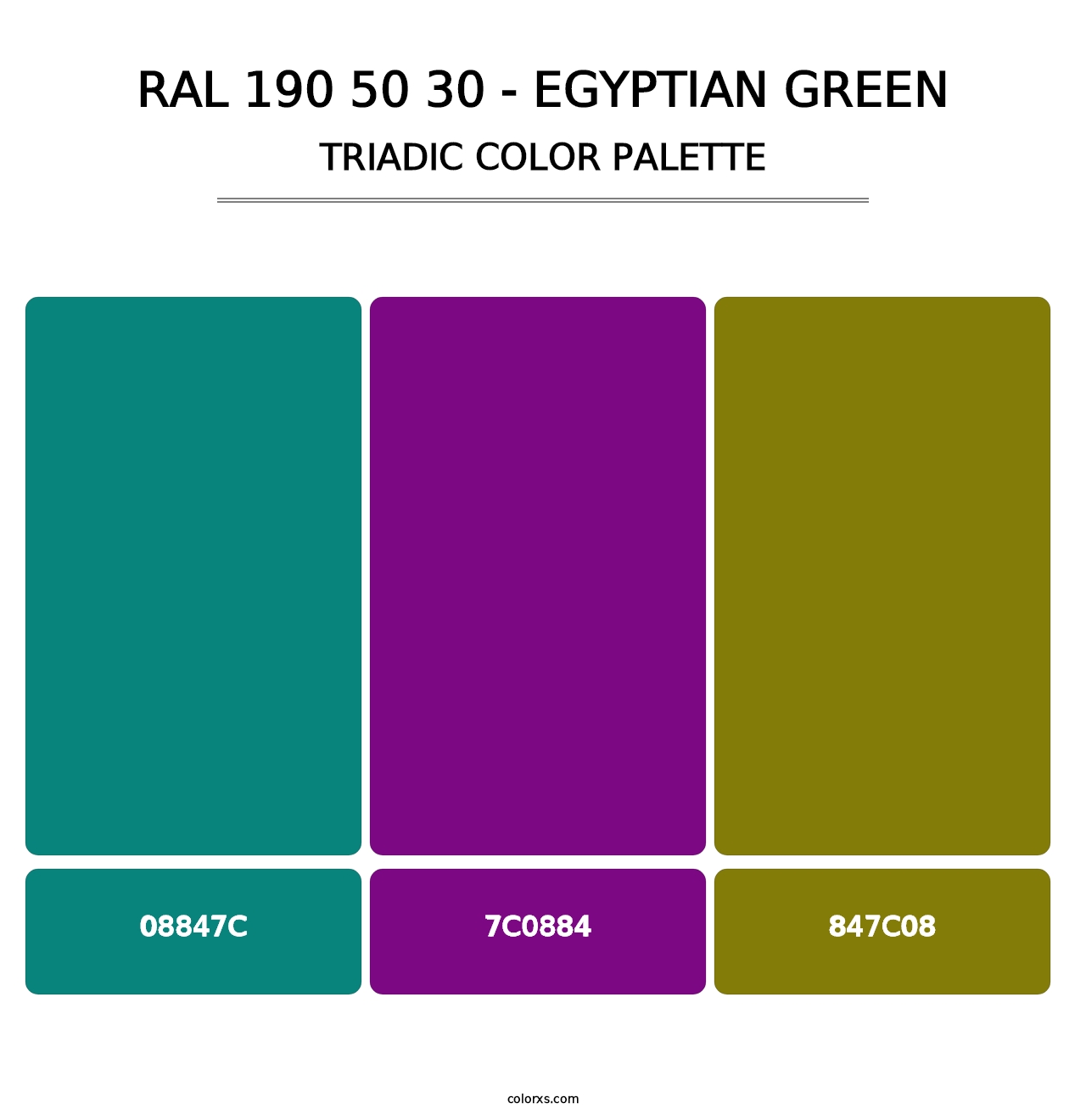 RAL 190 50 30 - Egyptian Green - Triadic Color Palette