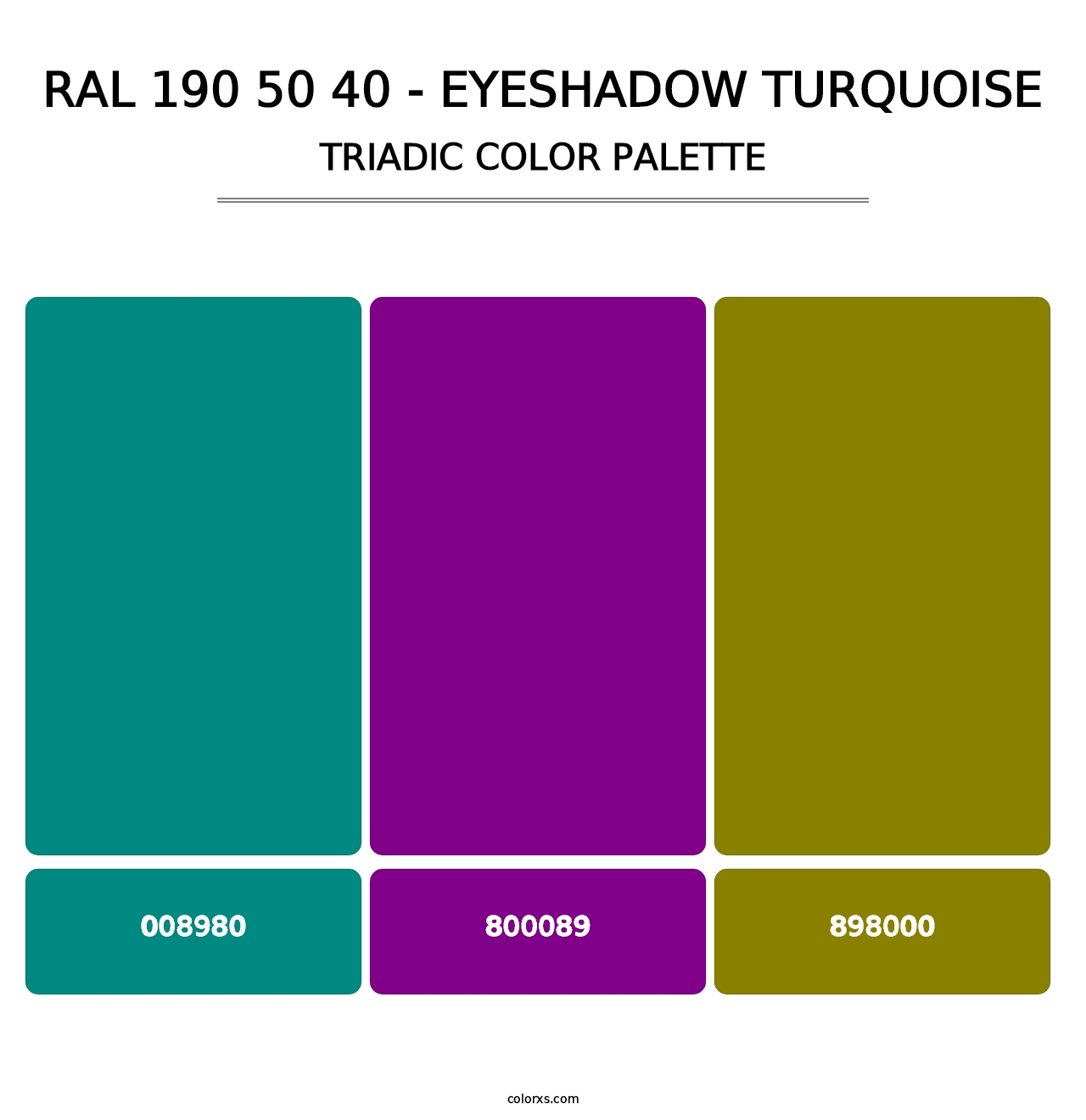 RAL 190 50 40 - Eyeshadow Turquoise - Triadic Color Palette