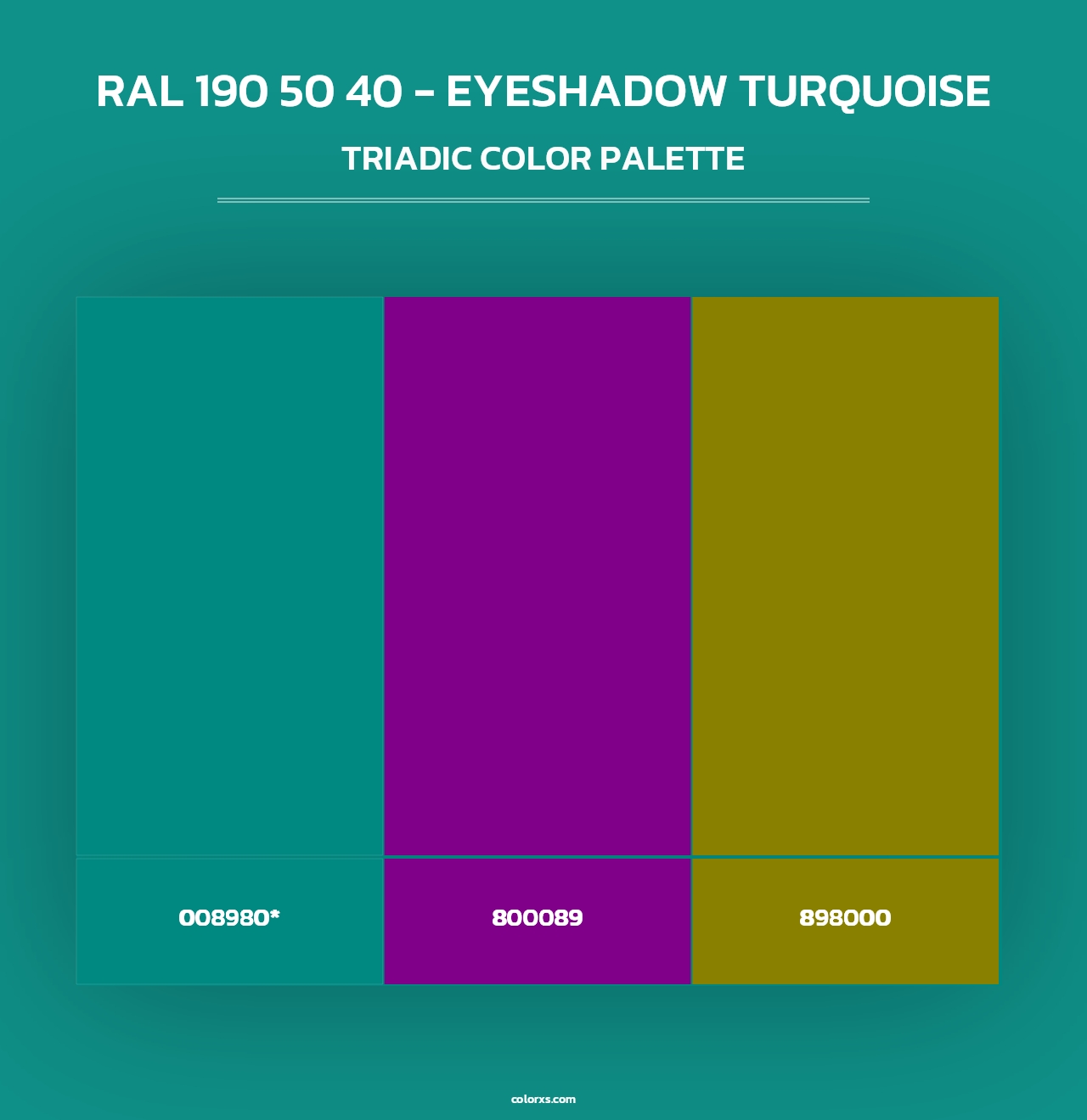 RAL 190 50 40 - Eyeshadow Turquoise - Triadic Color Palette