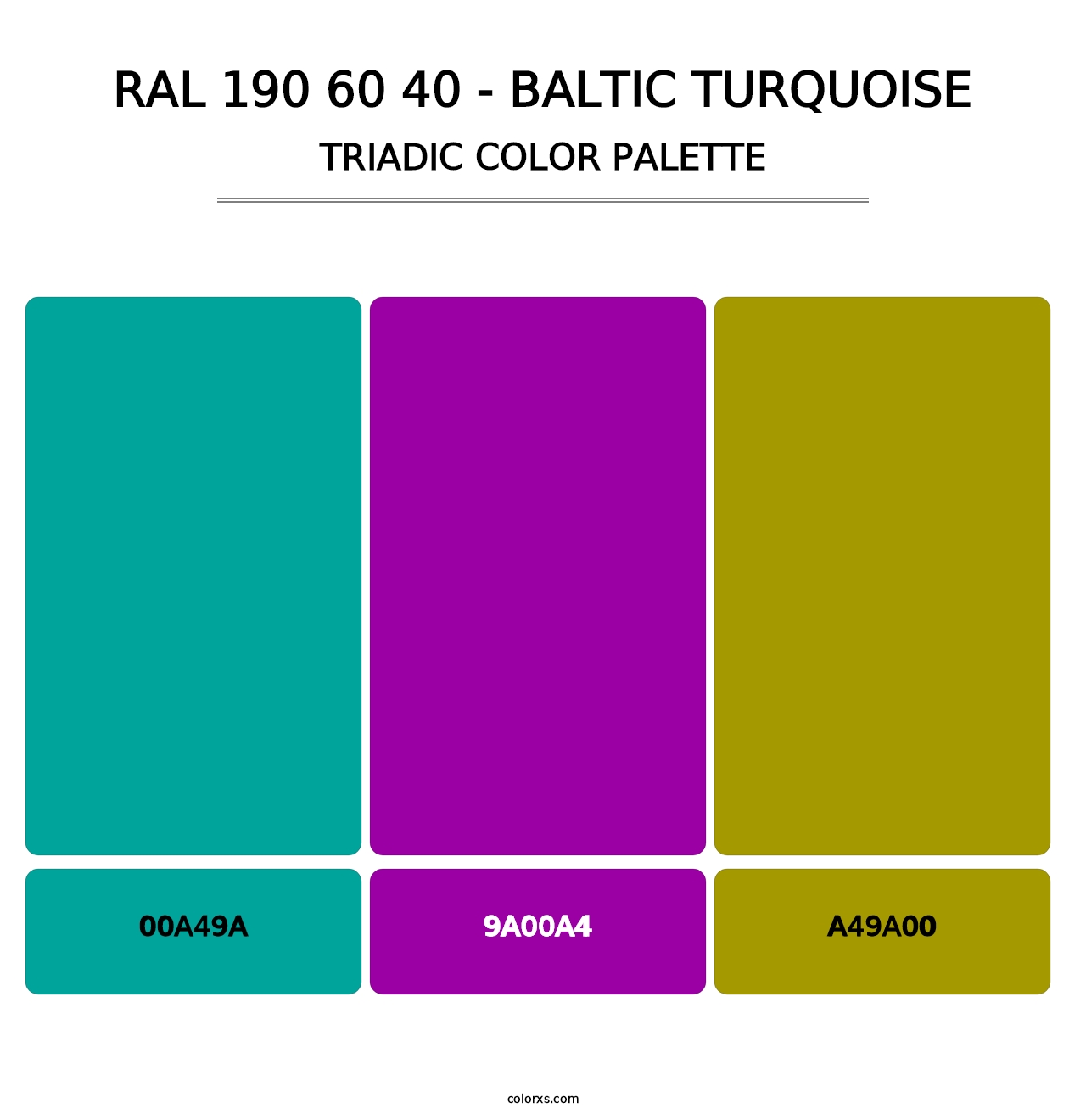 RAL 190 60 40 - Baltic Turquoise - Triadic Color Palette