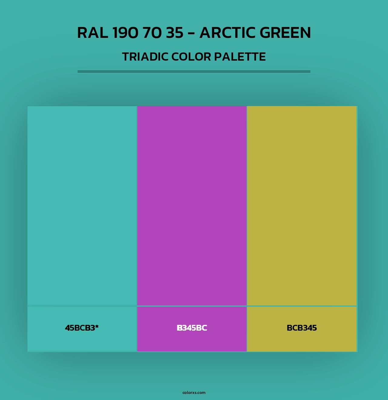 RAL 190 70 35 - Arctic Green - Triadic Color Palette