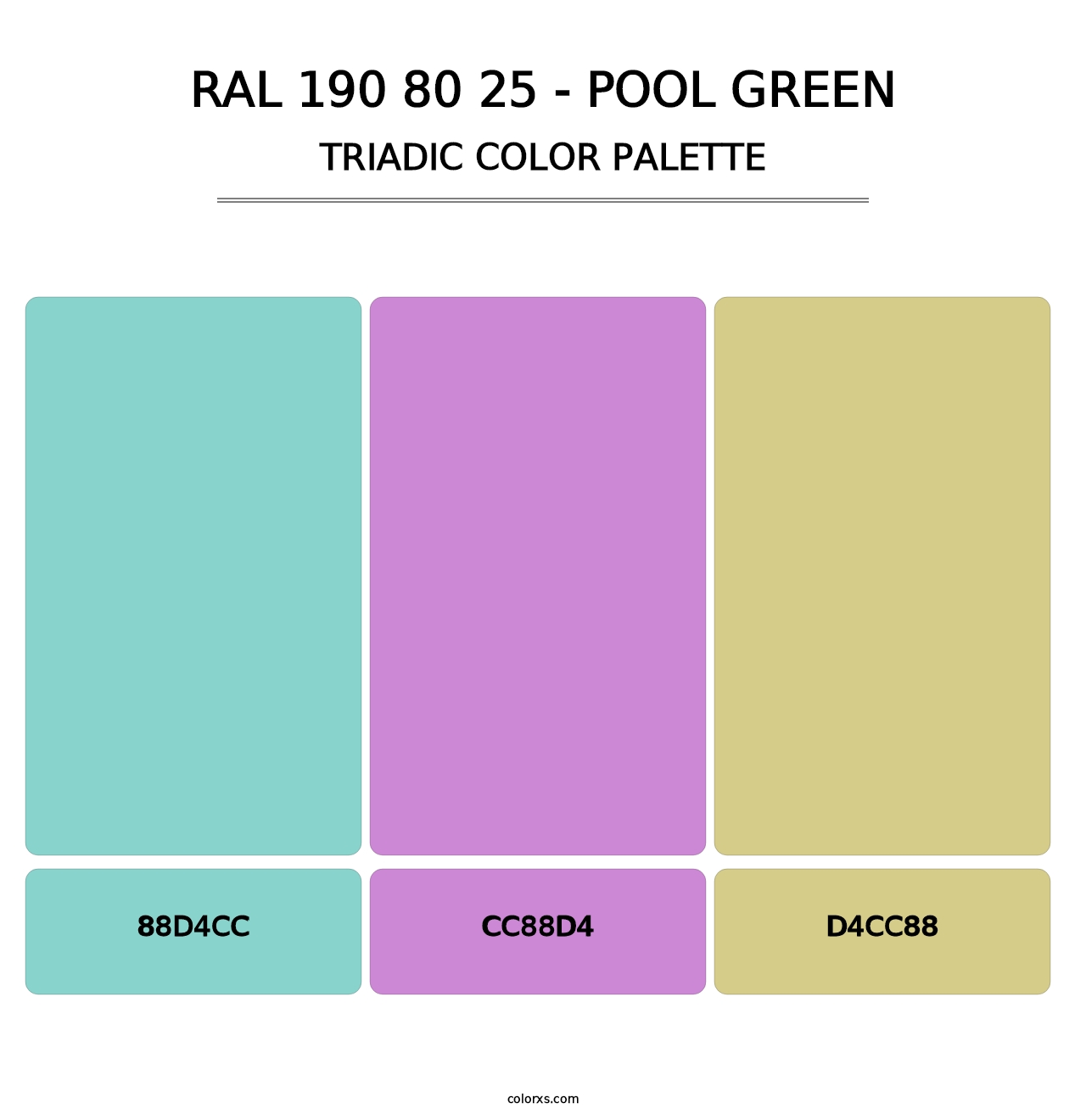 RAL 190 80 25 - Pool Green - Triadic Color Palette
