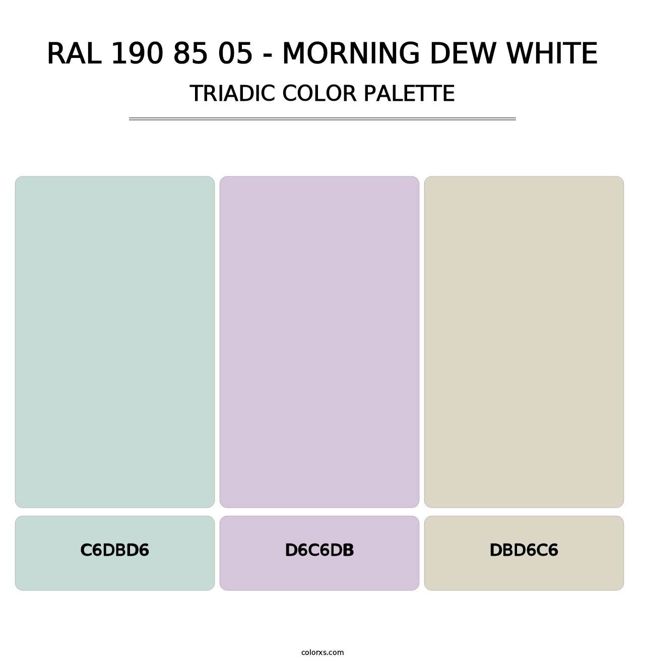 RAL 190 85 05 - Morning Dew White - Triadic Color Palette