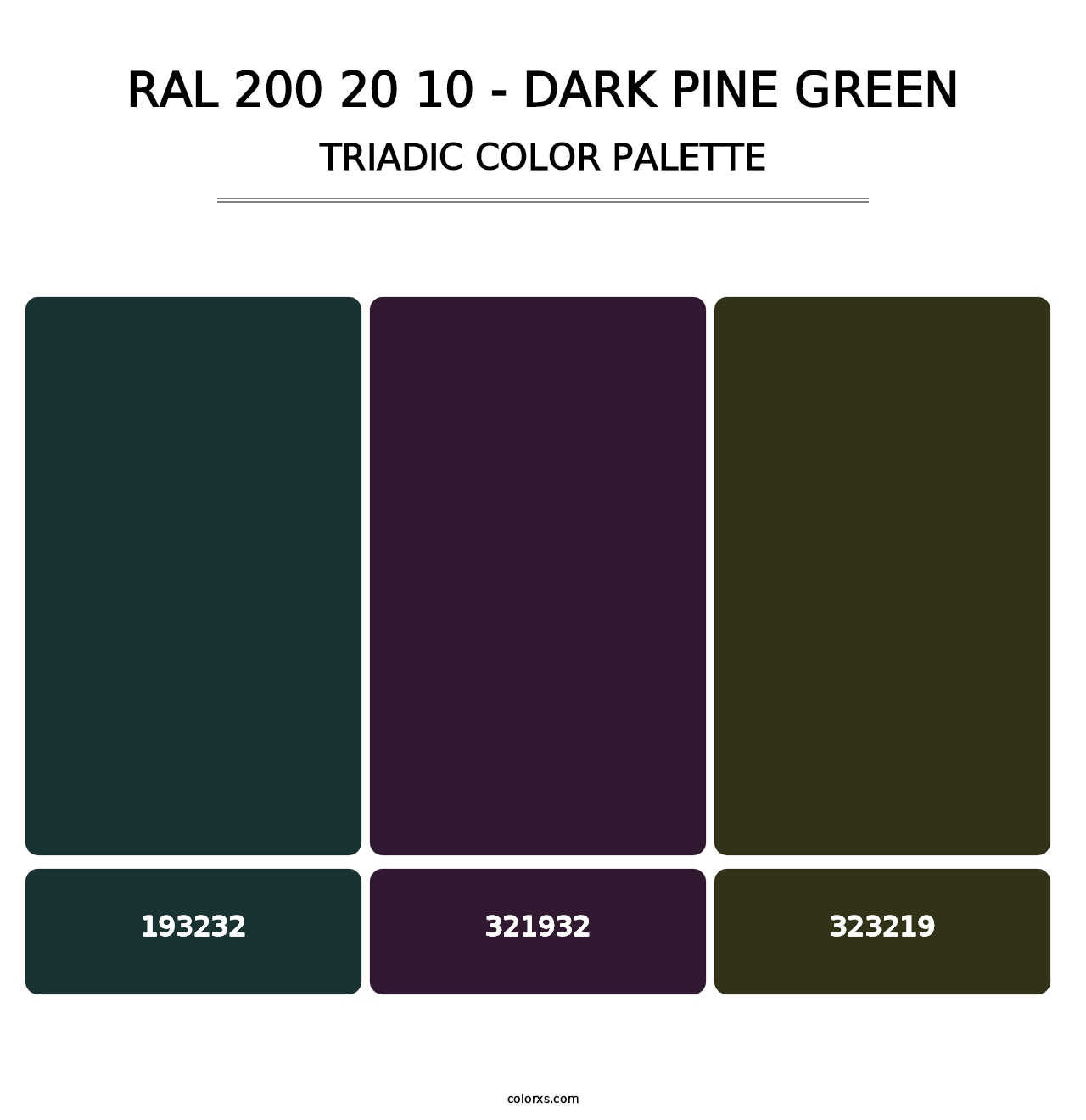 RAL 200 20 10 - Dark Pine Green - Triadic Color Palette