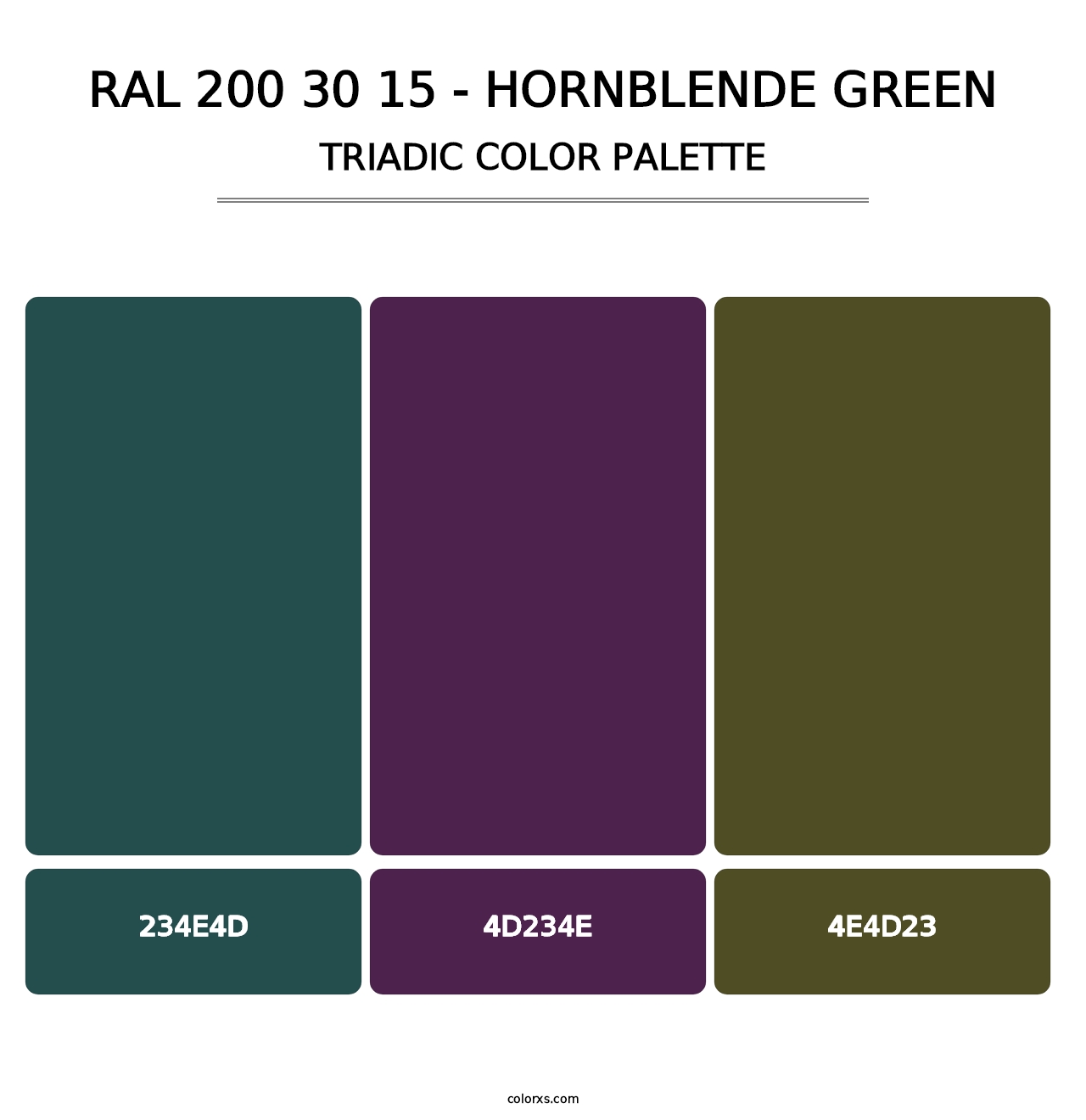 RAL 200 30 15 - Hornblende Green - Triadic Color Palette