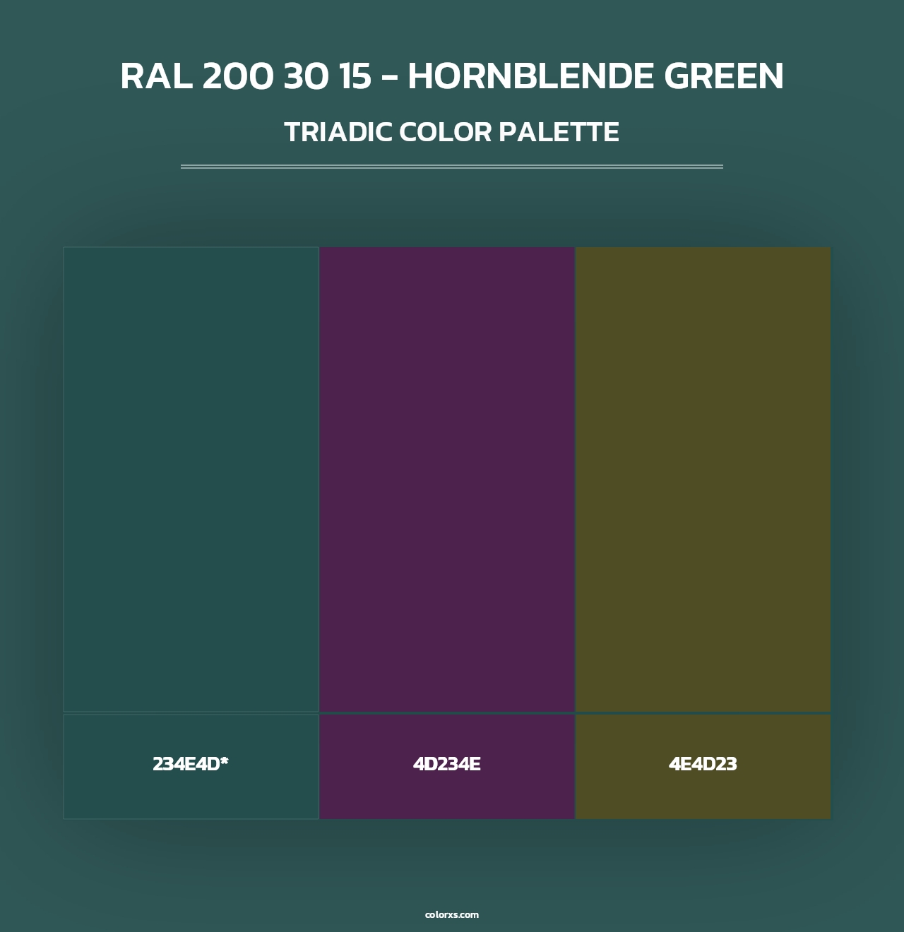 RAL 200 30 15 - Hornblende Green - Triadic Color Palette