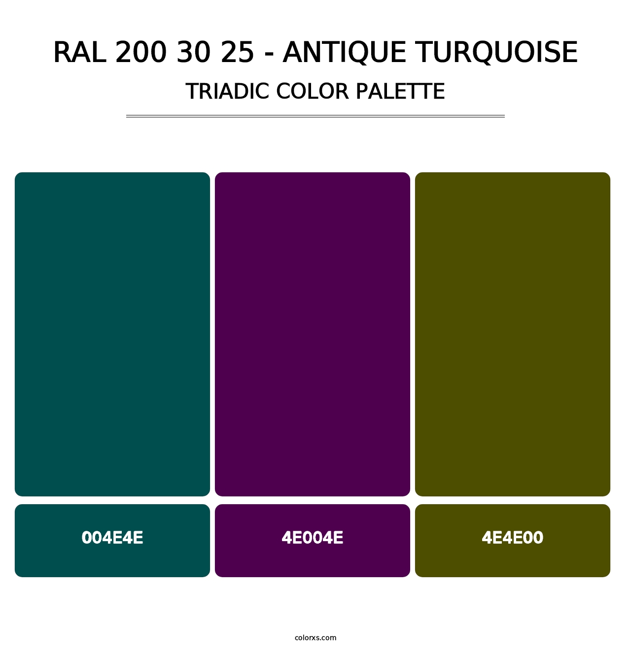 RAL 200 30 25 - Antique Turquoise - Triadic Color Palette