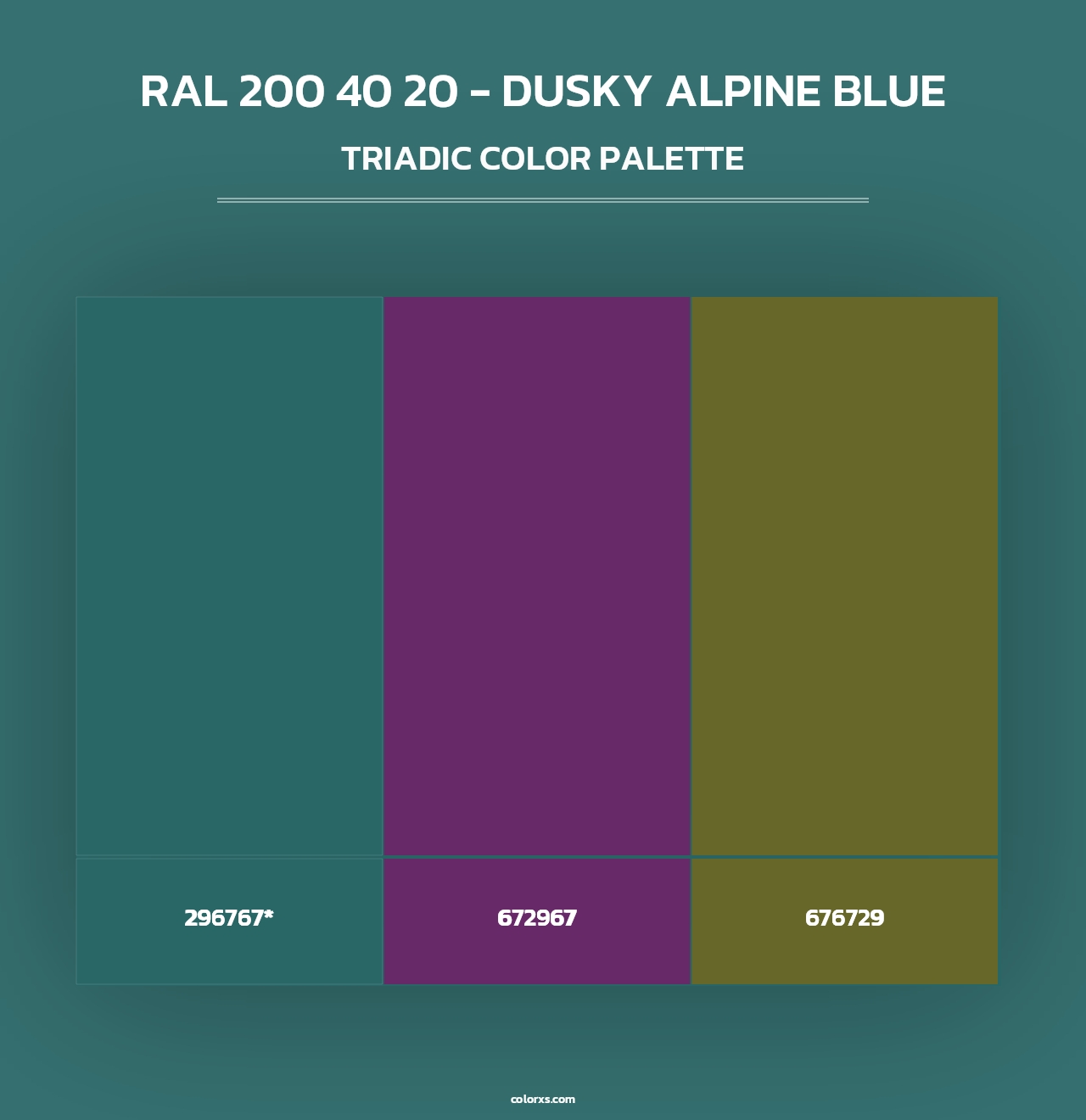RAL 200 40 20 - Dusky Alpine Blue - Triadic Color Palette