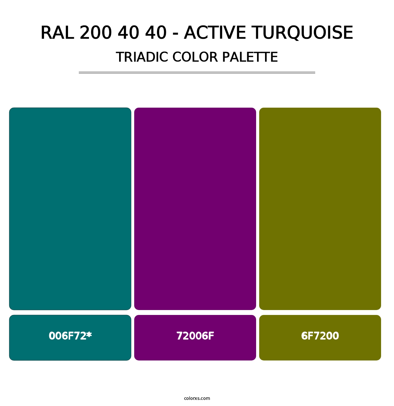 RAL 200 40 40 - Active Turquoise - Triadic Color Palette