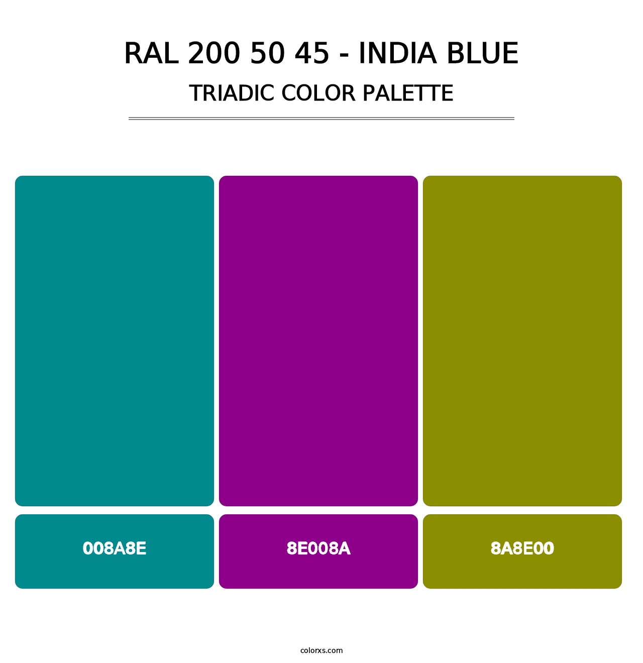 RAL 200 50 45 - India Blue - Triadic Color Palette