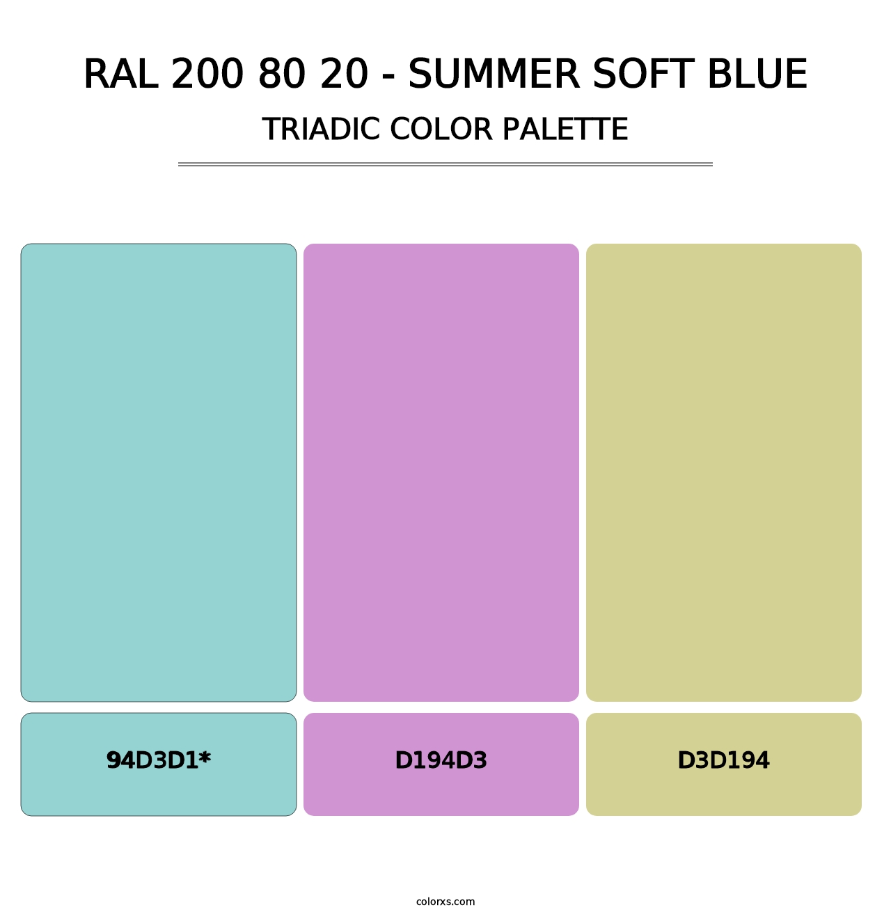 RAL 200 80 20 - Summer Soft Blue - Triadic Color Palette