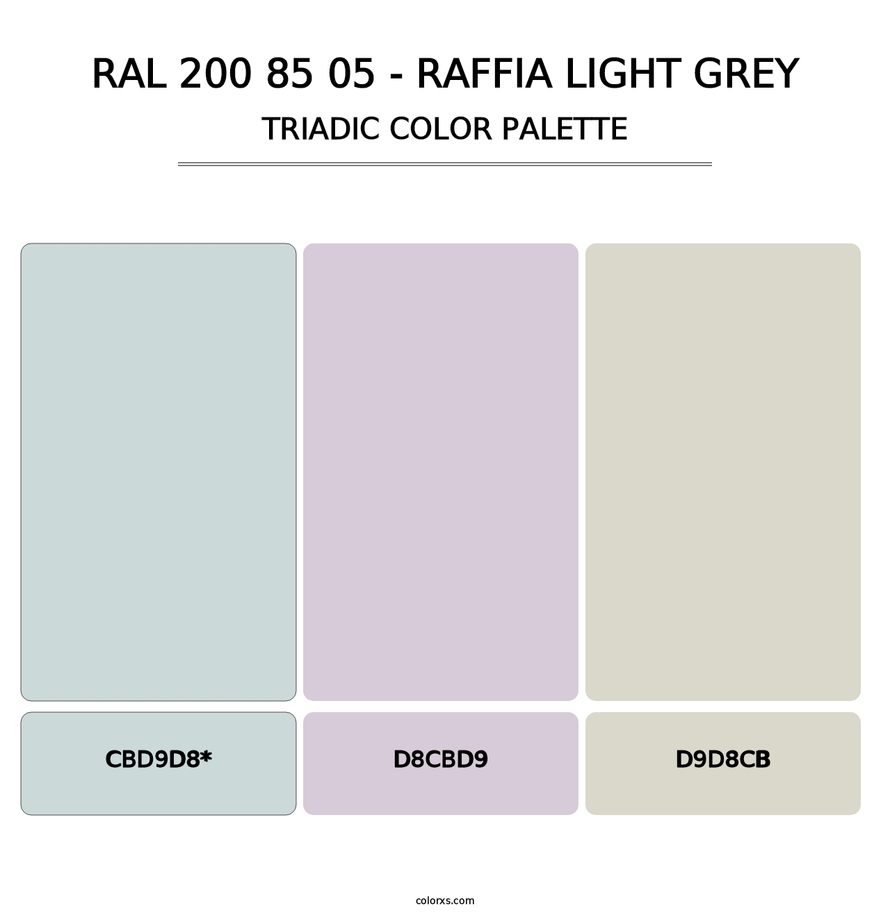 RAL 200 85 05 - Raffia Light Grey - Triadic Color Palette