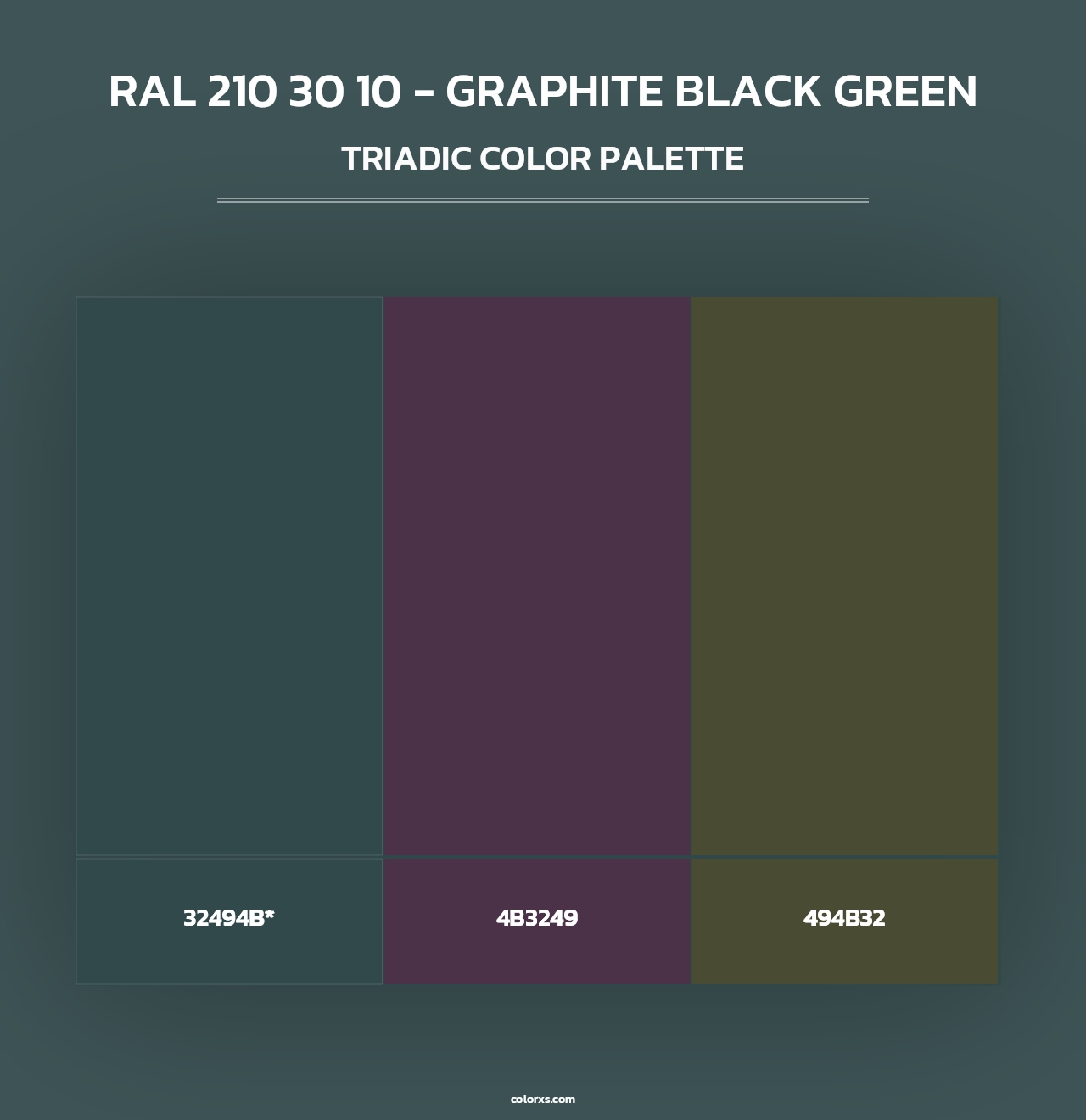 RAL 210 30 10 - Graphite Black Green - Triadic Color Palette