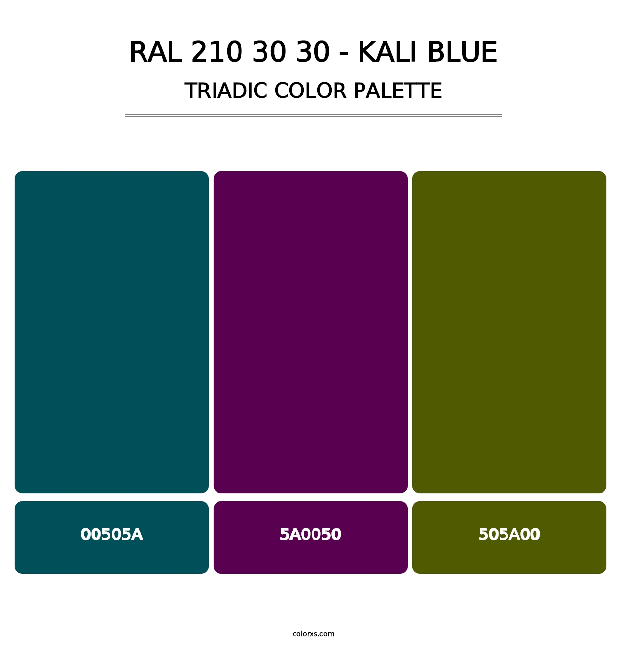 RAL 210 30 30 - Kali Blue - Triadic Color Palette